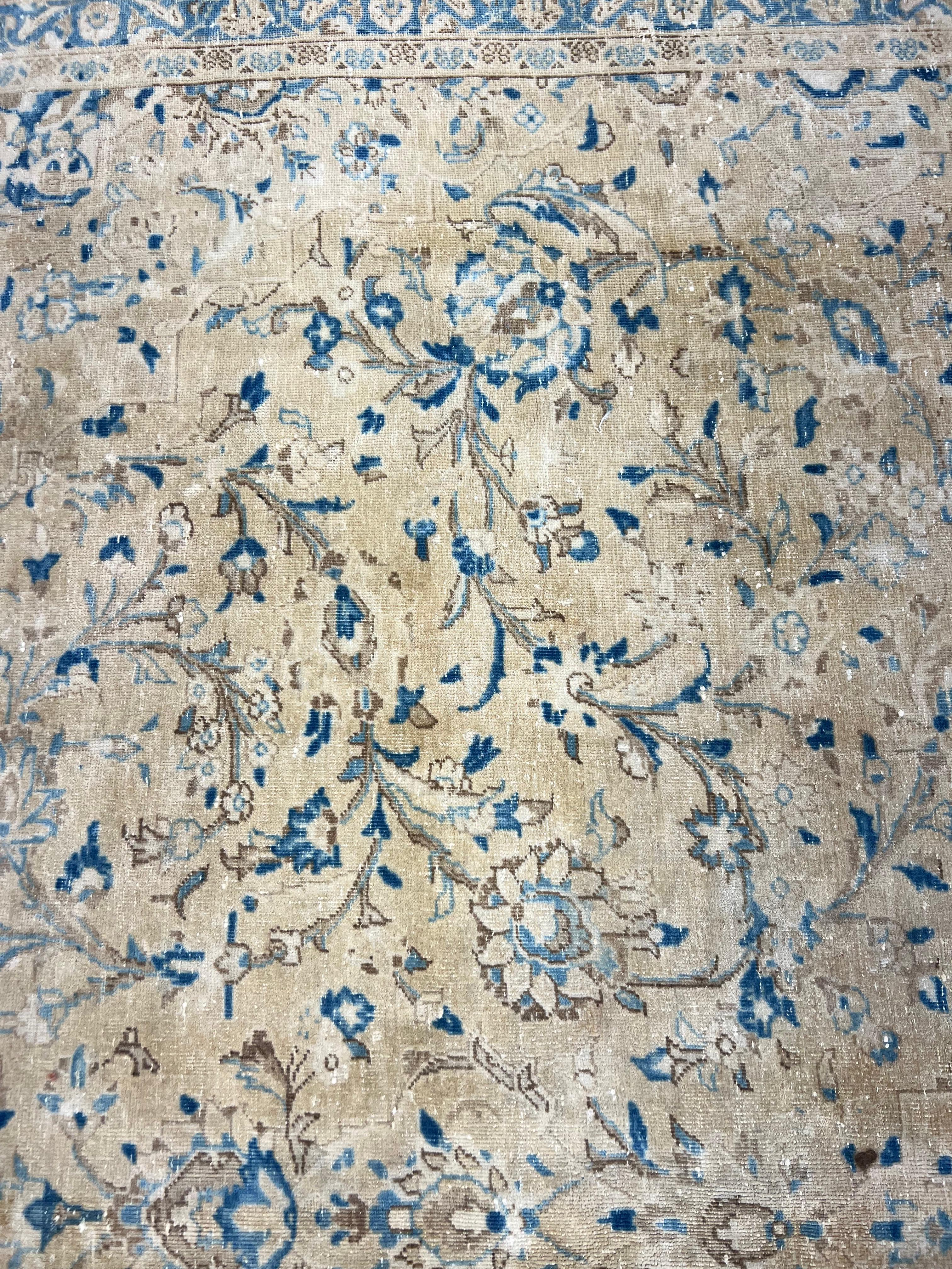 9.2x13 Ft Ein von einer Art Vintage Beige Large Area Rug. Handgeknüpfter türkischer Teppich im Angebot 1