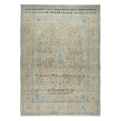 9.2x13 Ft One of a kind Used Beige Large Area Rug. Handknotted Turkish Carpet