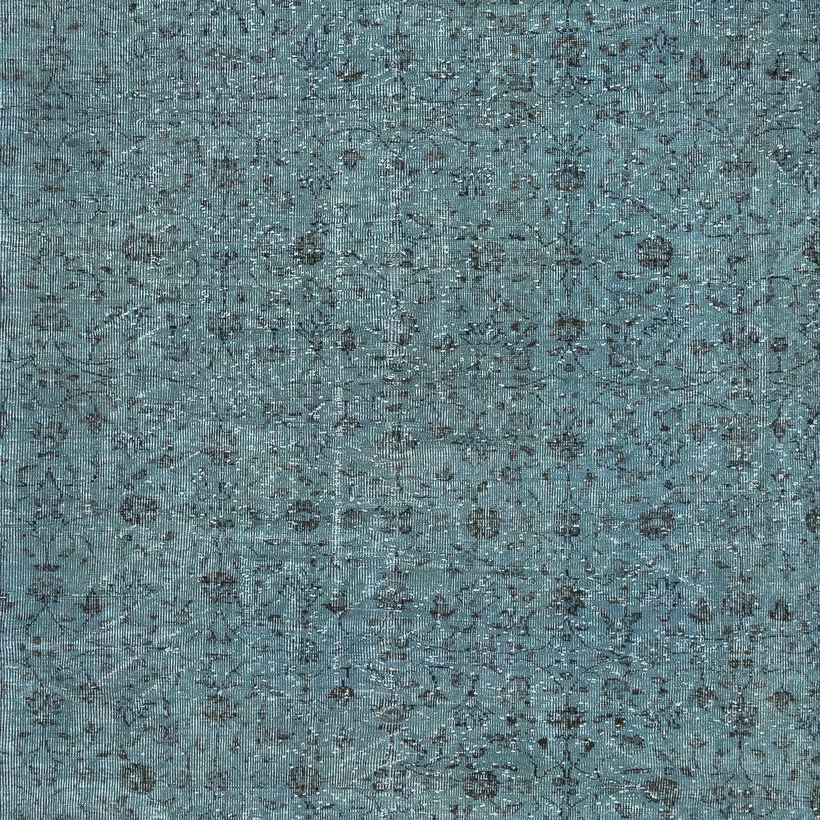 Alfombra azul con motivos florales, anudada a mano en Turquía, 9,2x13,2 pies Anudado a mano en venta