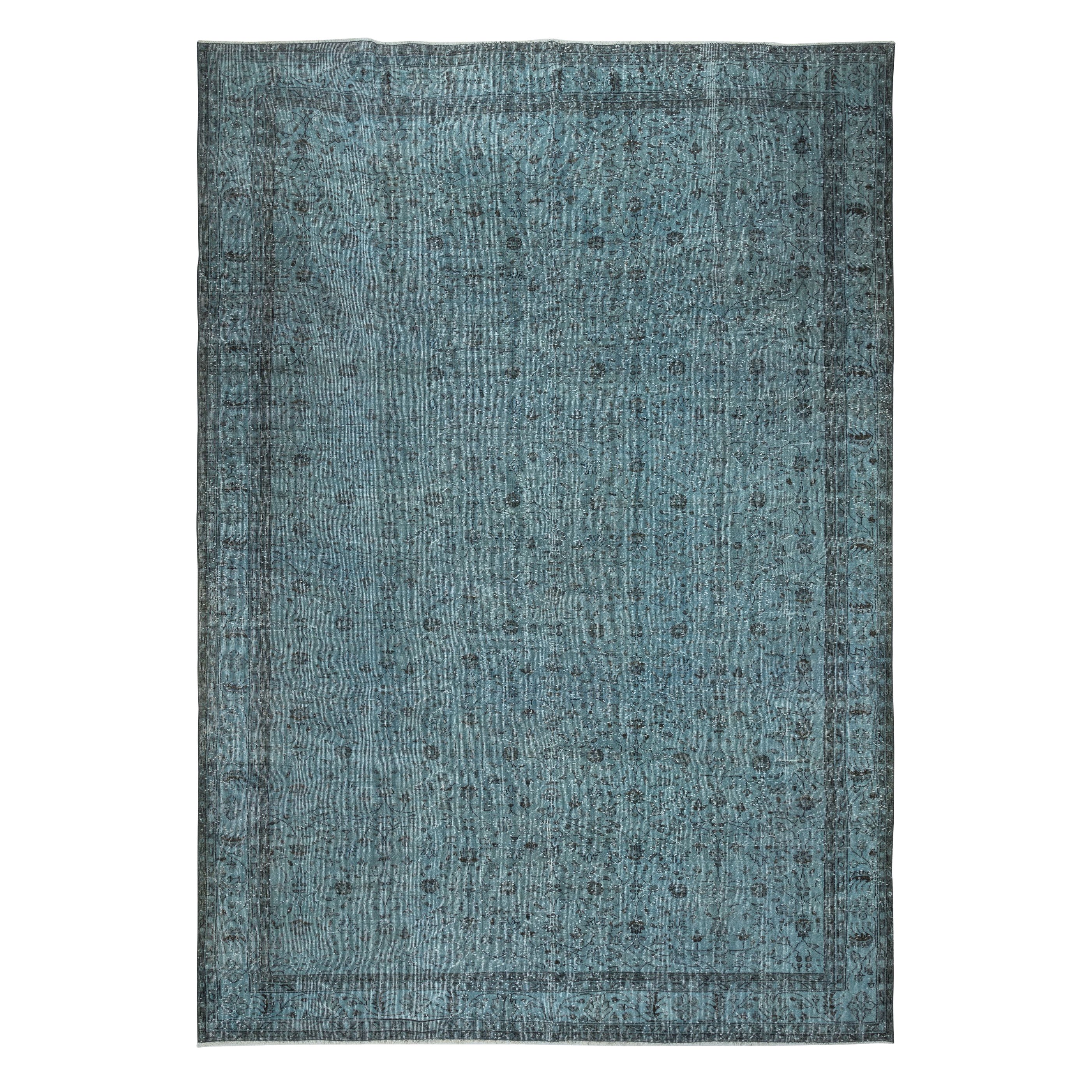 9.2x13.2 Ft Modern Floral Patterned Area Rug in Blue, Hand-knotted in Turkey (Tapis à motifs floraux modernes en bleu, noué à la main en Turquie)