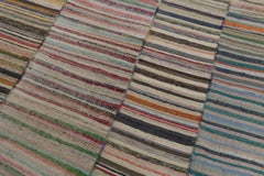 9.2x13.8 ft Adjustable Colorful Striped Kilim, Vintage Handmade Cotton Rag Rug