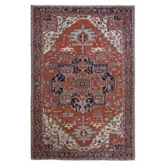 9'2 "x14' Antico tappeto persiano Serapi Chili Red in pura lana annodato a mano del 1900 pulito