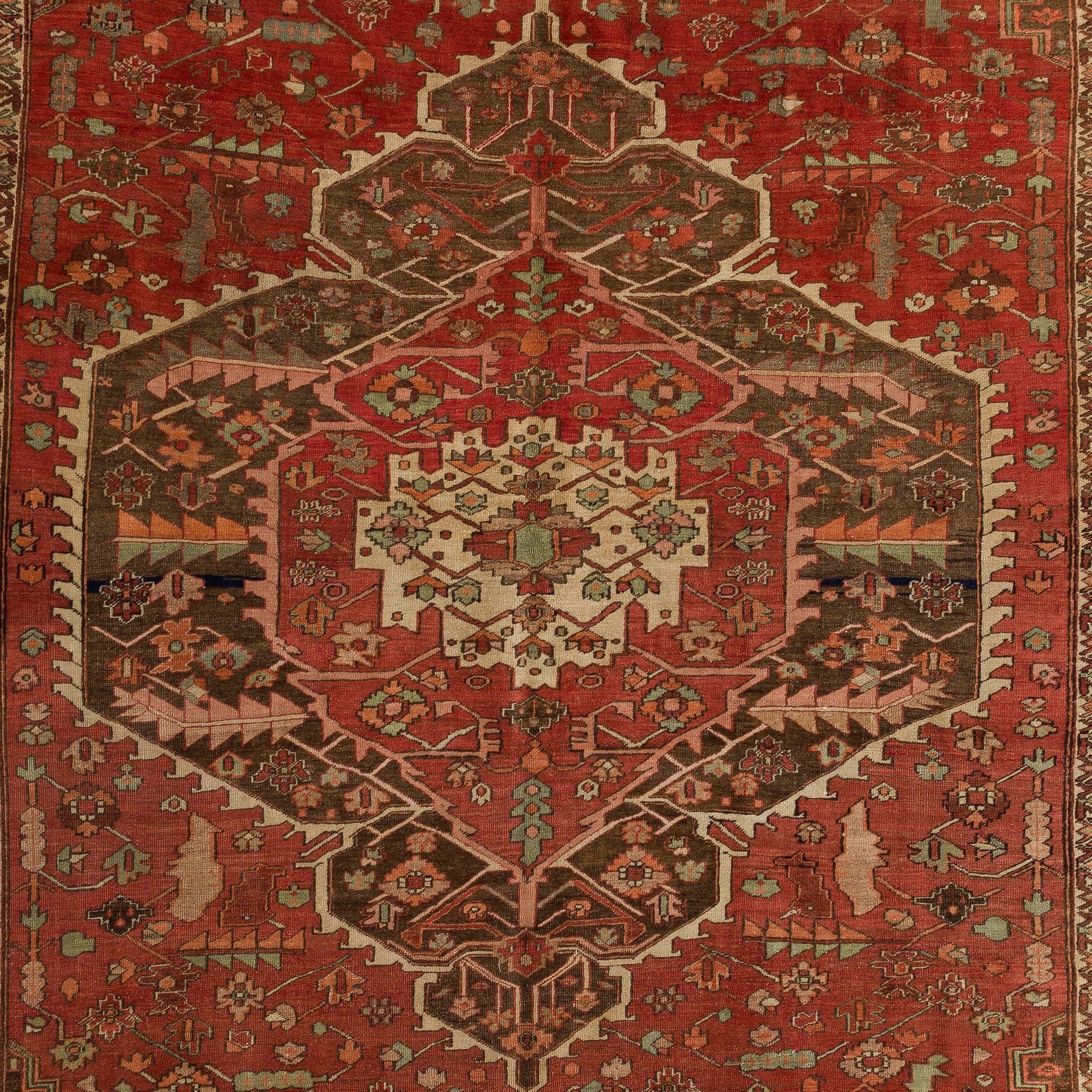 Rustic 9.2x16 Ft Antique Persian Heriz Rug, Circa 1900	 For Sale