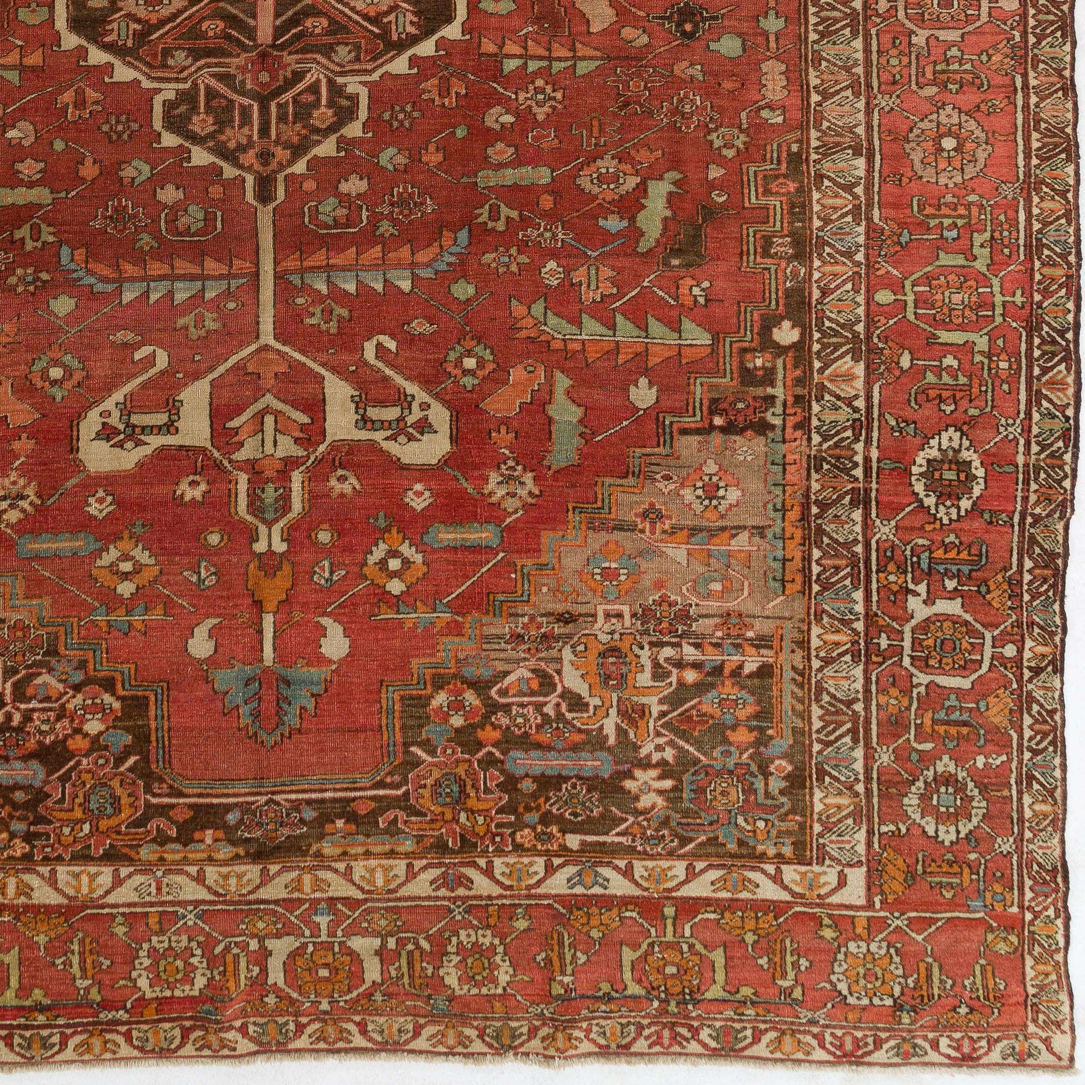 Turkish 9.2x16 Ft Antique Persian Heriz Rug, Circa 1900	 For Sale