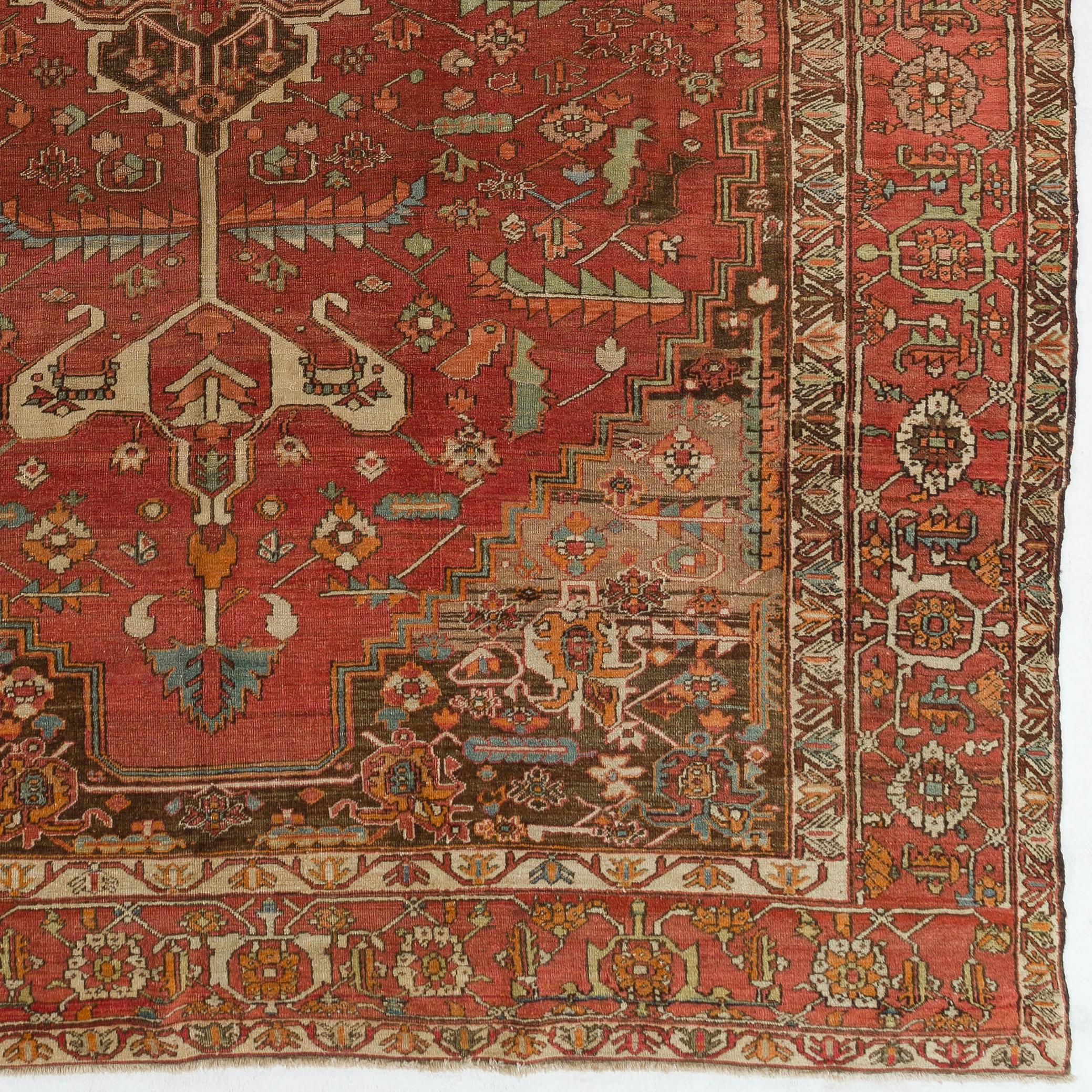 Turkish 9.2x16 Ft Antique Persian Heriz Rug, Ca 1900 For Sale