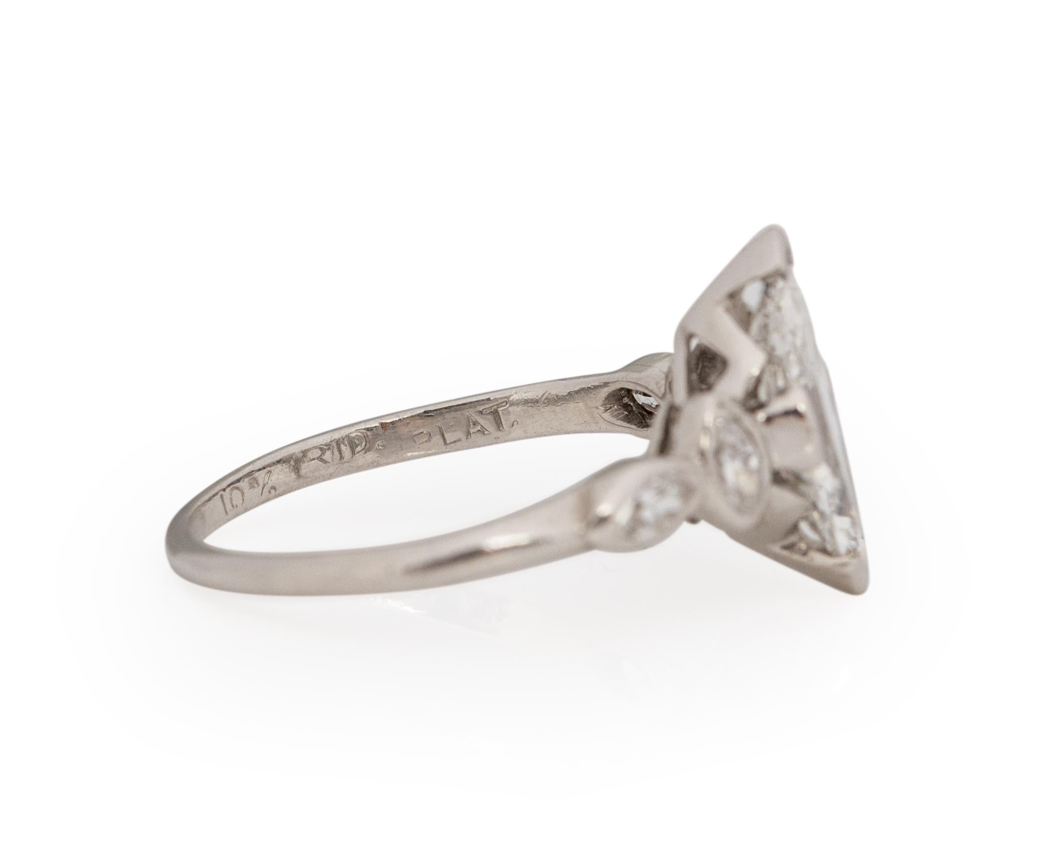 Bague de fiançailles Art déco en platine avec diamants de 0,93 carat Pour femmes en vente