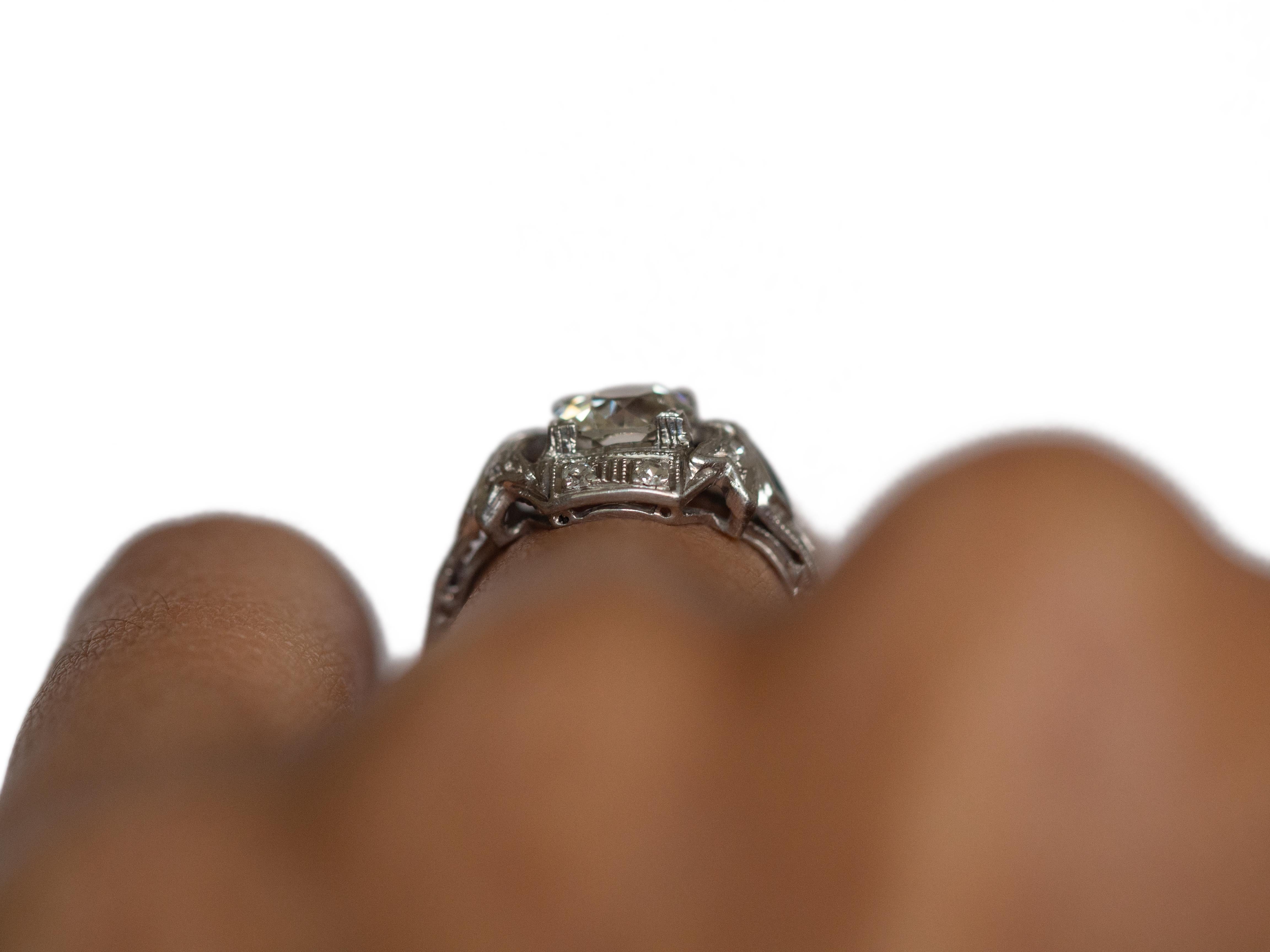 .93 Carat Art Deco Diamond Platinum Engagement Ring In Good Condition For Sale In Atlanta, GA