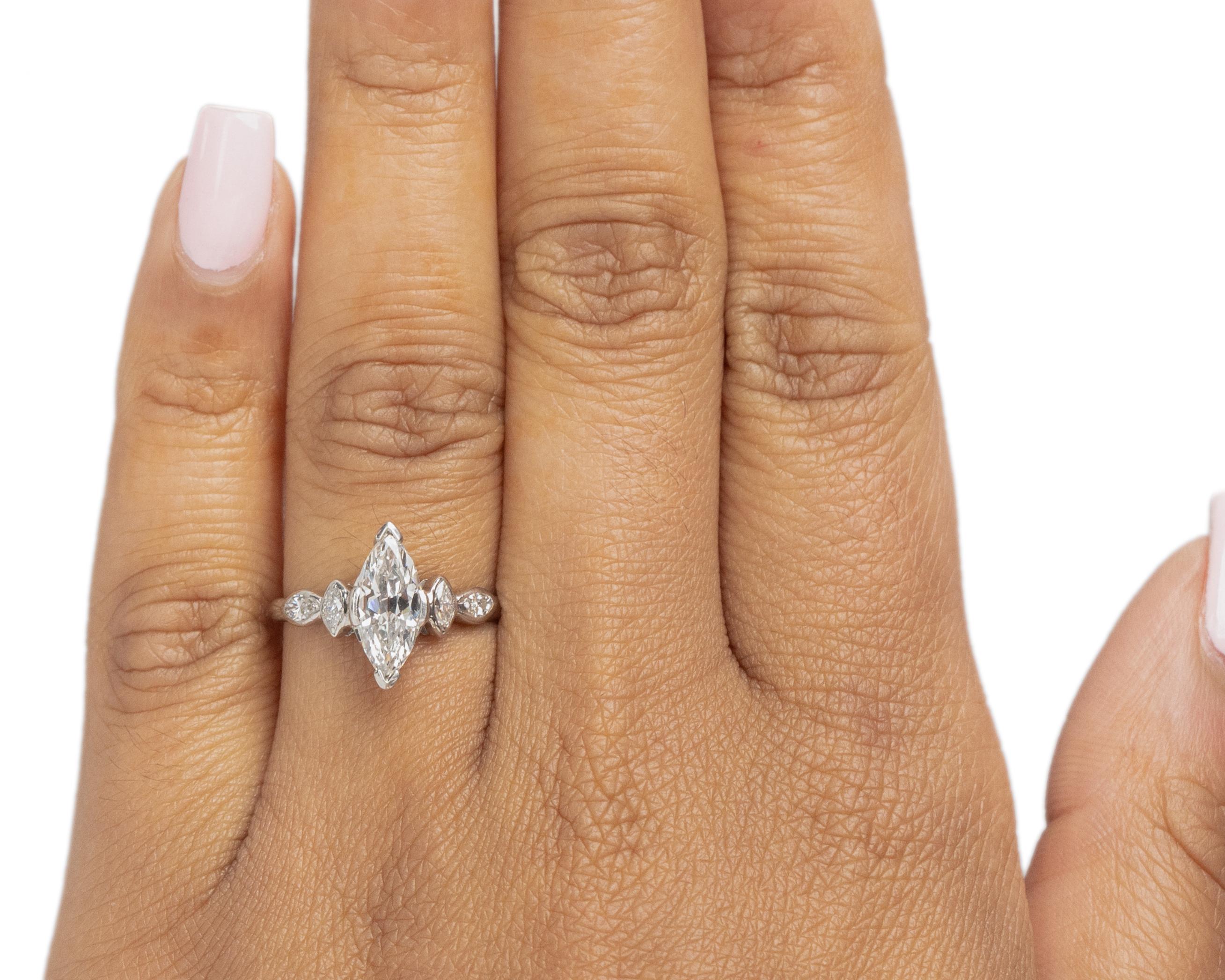 .93 Carat Art Deco Diamond Platinum Engagement Ring For Sale 1