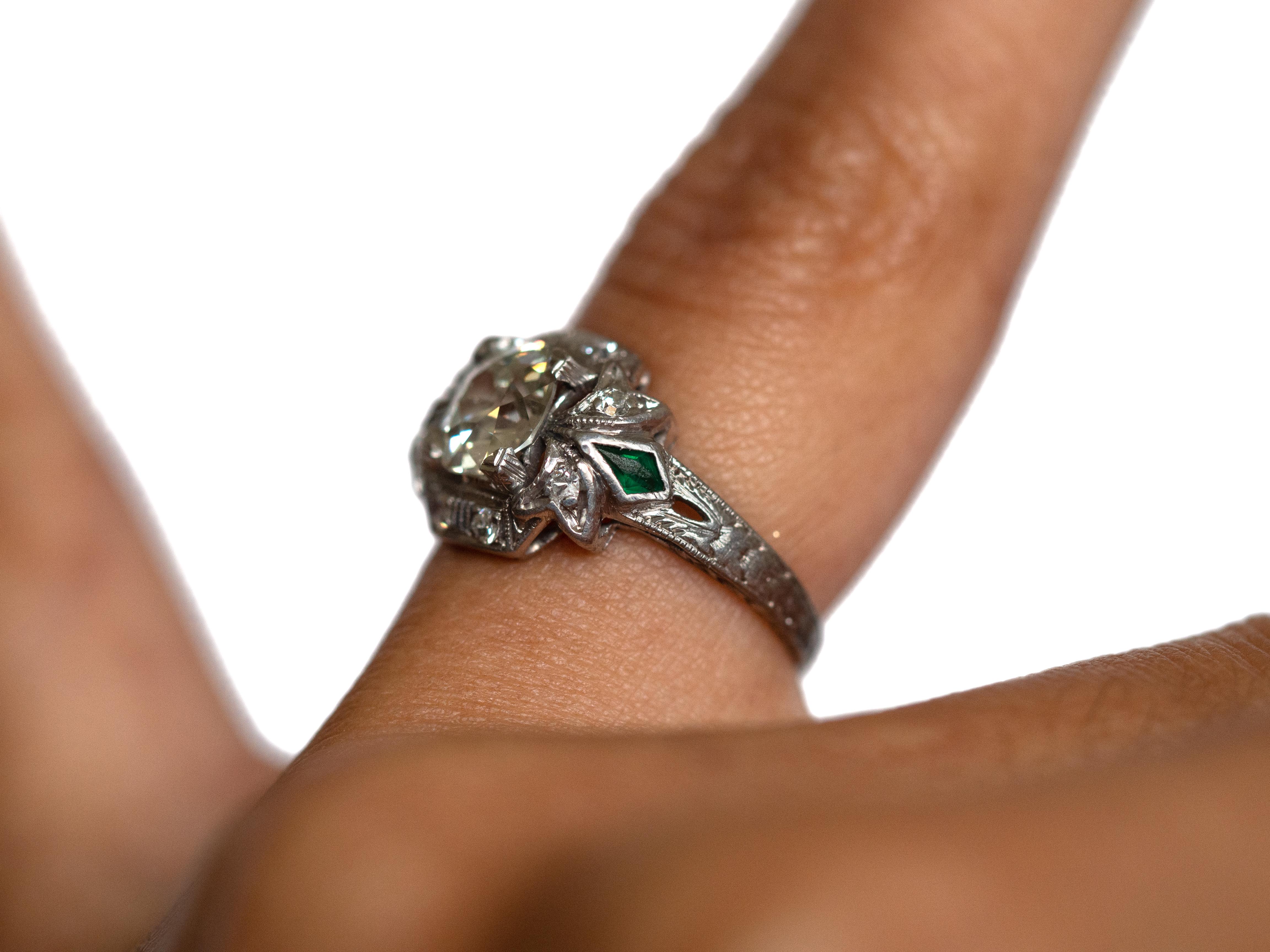 Women's .93 Carat Art Deco Diamond Platinum Engagement Ring For Sale