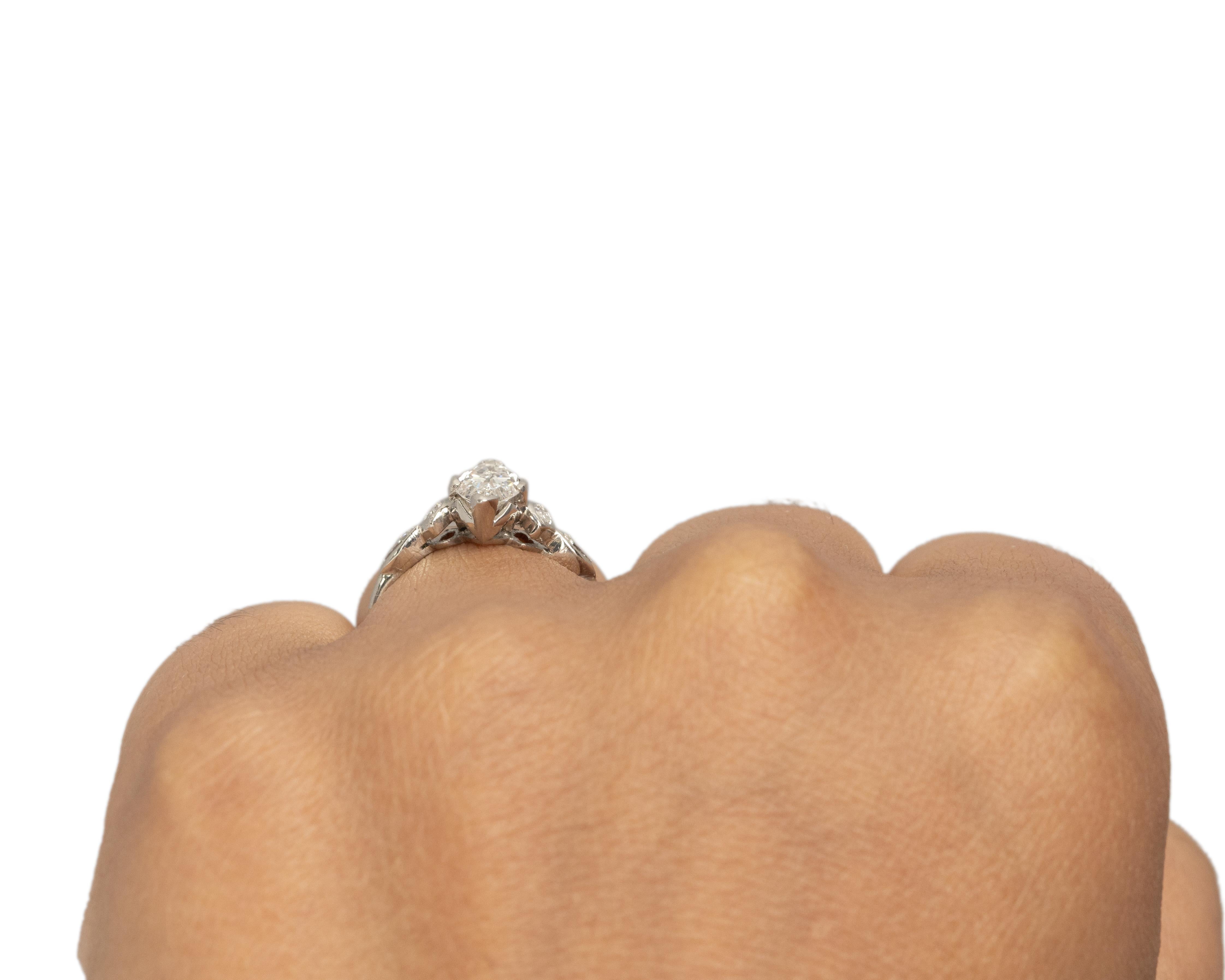 .93 Carat Art Deco Diamond Platinum Engagement Ring For Sale 2