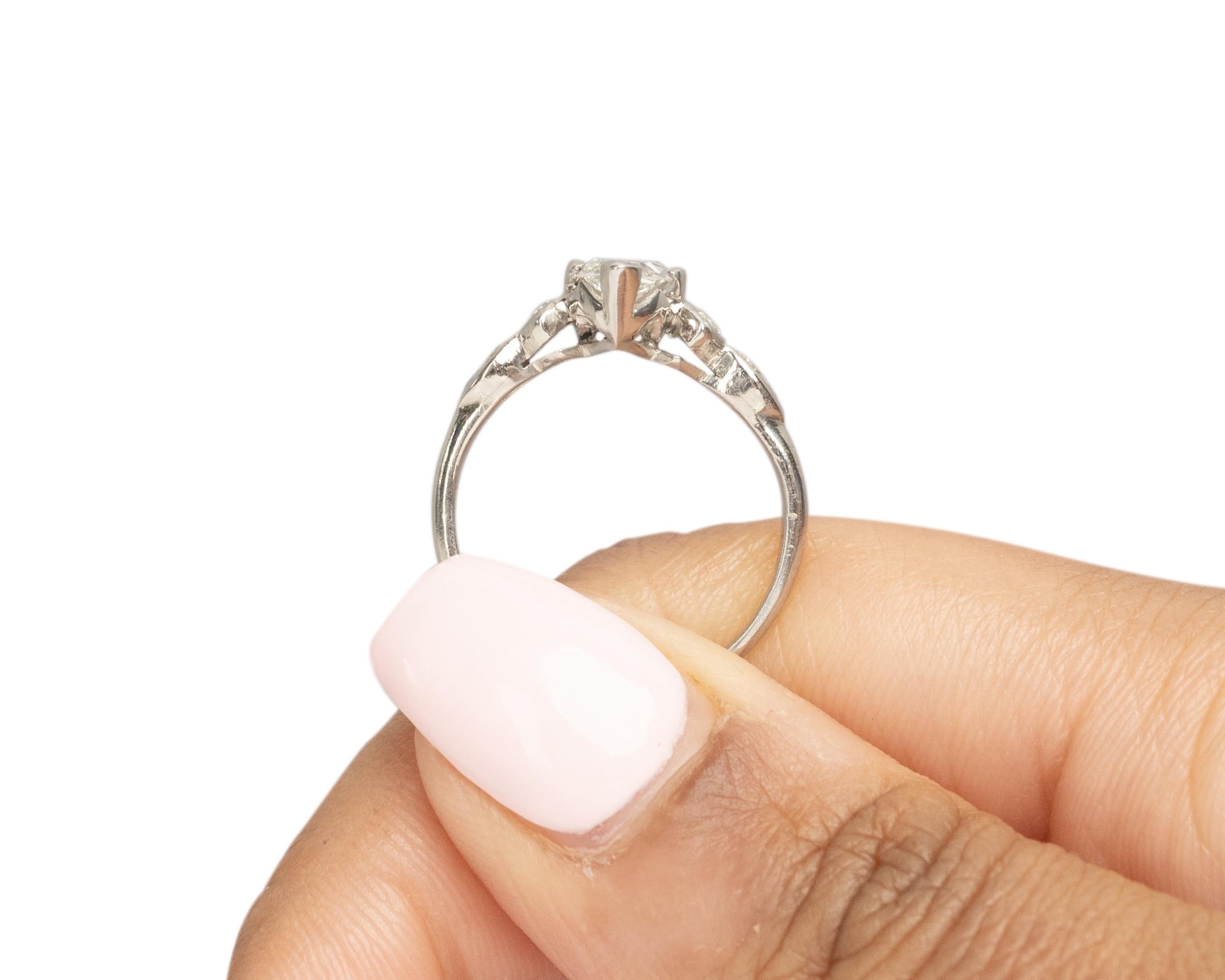 Bague de fiançailles Art déco en platine avec diamants de 0,93 carat en vente 4