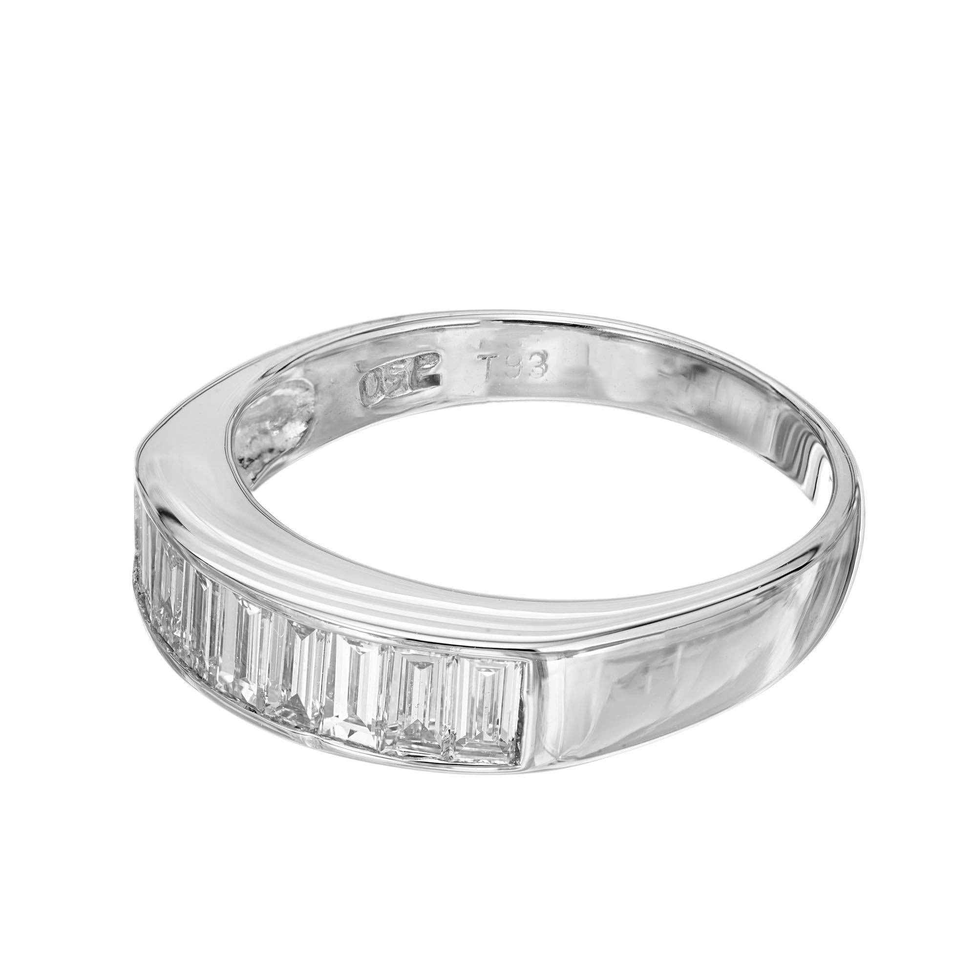 Emerald Cut .93 Carat Diamond White Gold Channel Set Wedding Band Ring For Sale