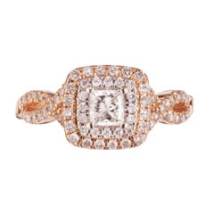 .93 Carat Princess Cut Diamond Halo Rose Gold Engagement Ring