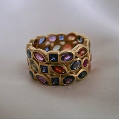 9,3 Karat Saphir und 18 Karat Goldband Ring