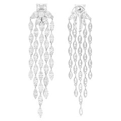 9.3 Carat SI/HI Marquise Diamond Chandelier Earrings 18 Karat White Gold Jewelry