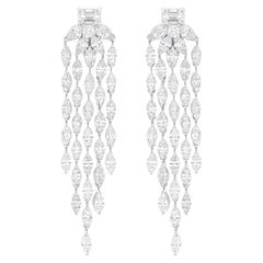 9.3 Carat SI/HI Marquise Diamond Chandelier Earrings 18 Karat White Gold Jewelry