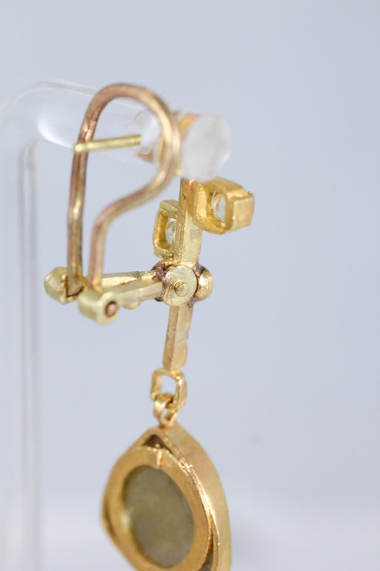 9.3 Carat Yellow Diamonds 21-22k Gold Chandelier Drop Earrings Wedding Jewelry For Sale 9