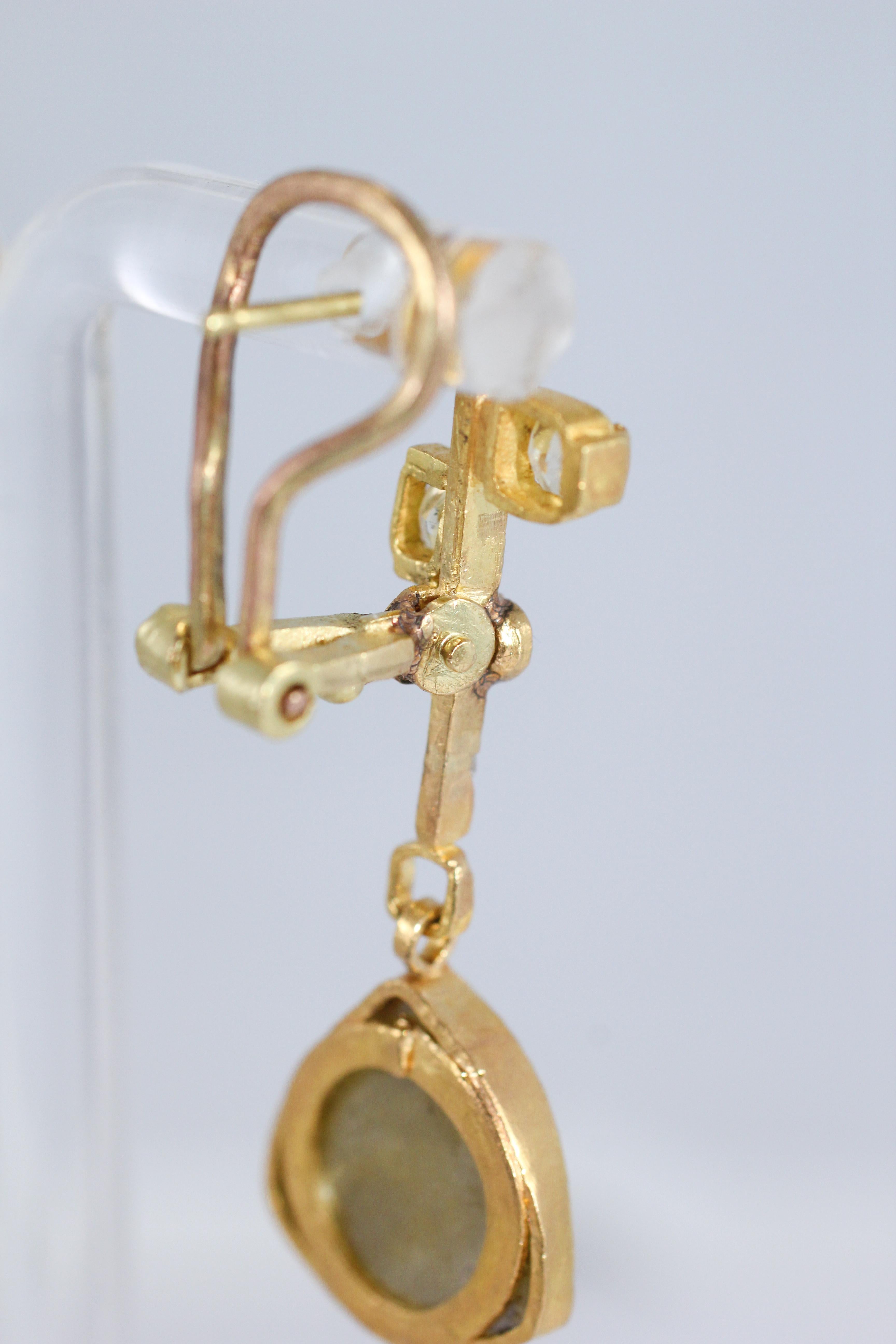 Women's 9.3 Carat Yellow Diamonds 21-22k Gold Chandelier Drop Earrings Wedding Jewelry For Sale
