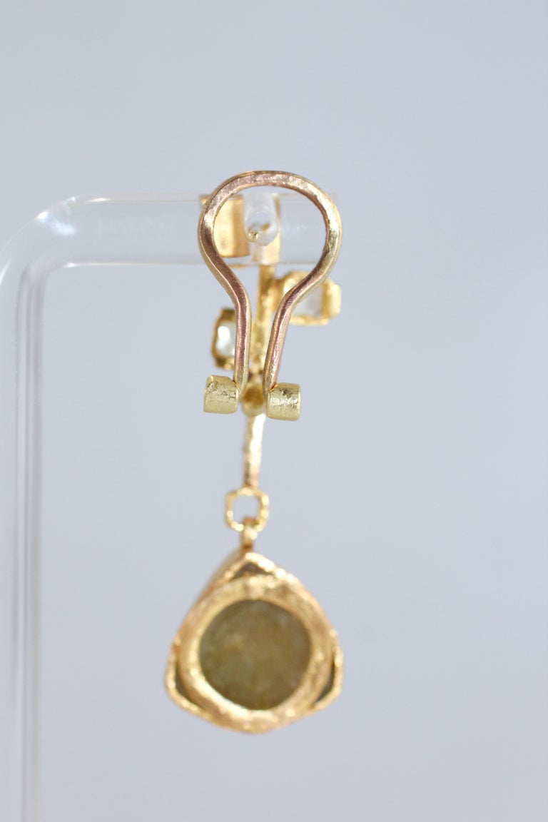9.3 Carat Yellow Diamonds 21-22k Gold Chandelier Drop Earrings Wedding Jewelry For Sale 2