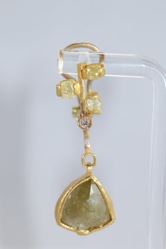 9.3 Carat Yellow Diamonds 21-22k Gold Chandelier Drop Earrings Wedding Jewelry