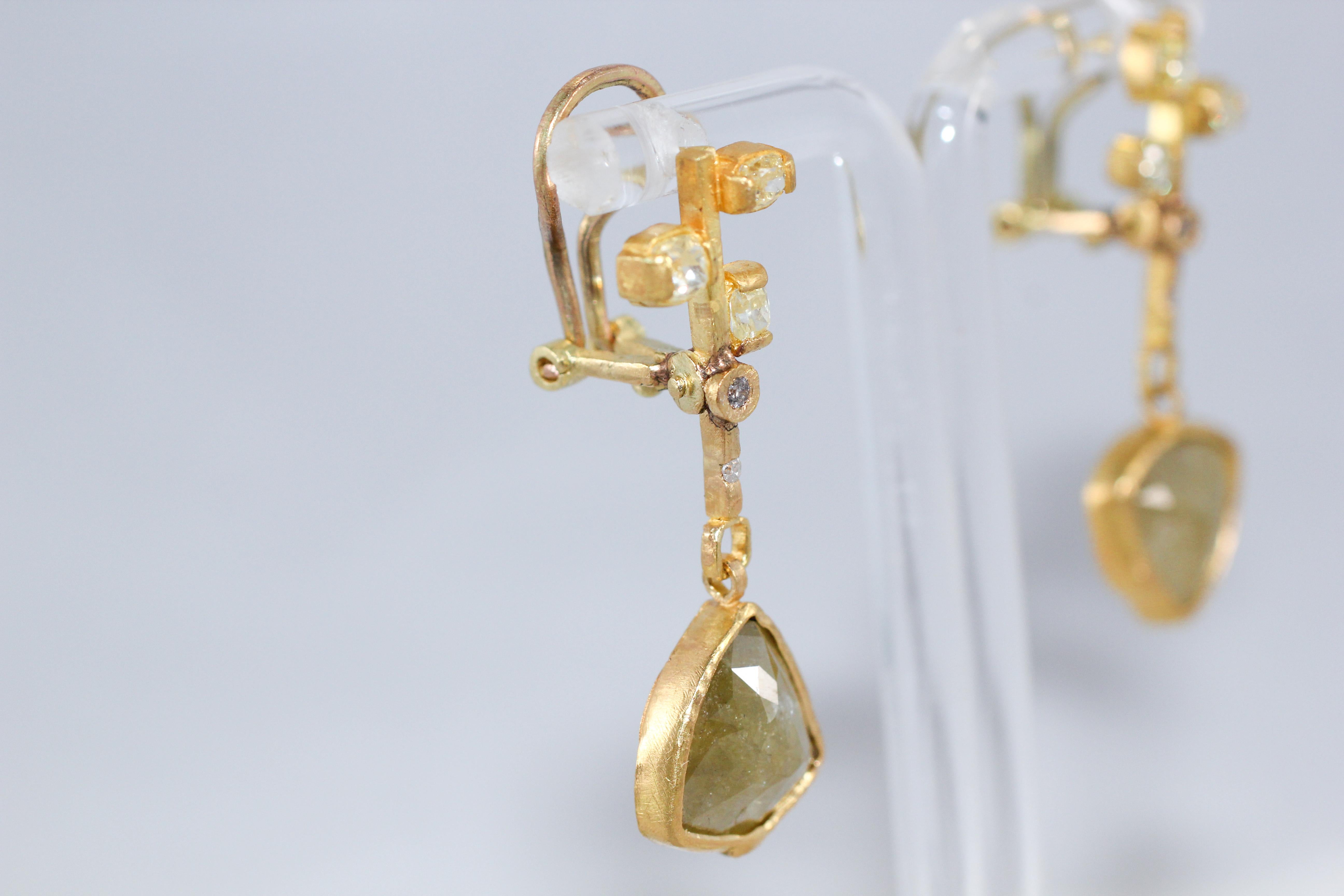 9.3 Carat Yellow Diamonds 21-22k Gold Chandelier Drop Earrings Wedding Jewelry For Sale 1