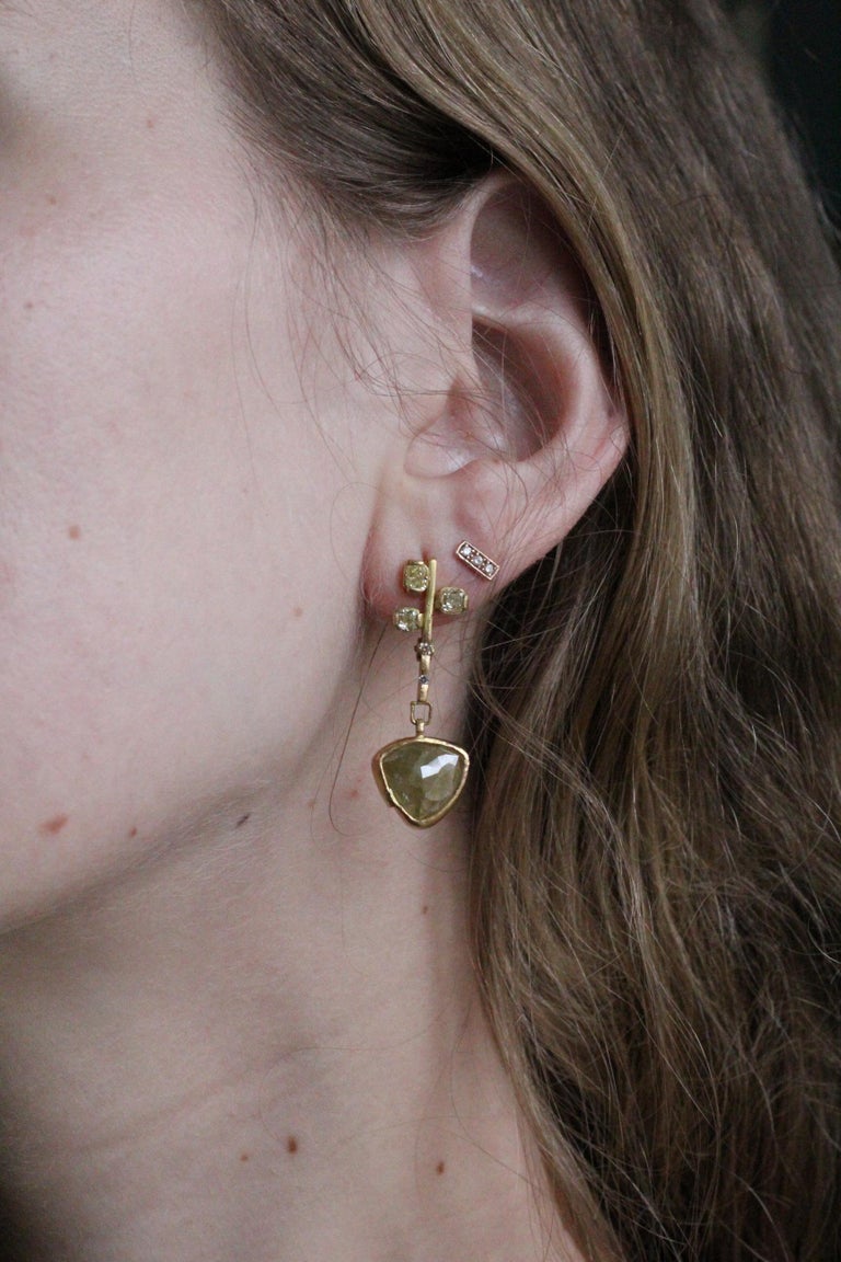 9.3 Carat Yellow Diamonds 21-22k Gold Chandelier Drop Earrings Wedding Jewelry For Sale 13