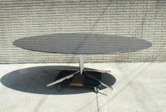 93" Florence Knoll dark granite top table on chrome base