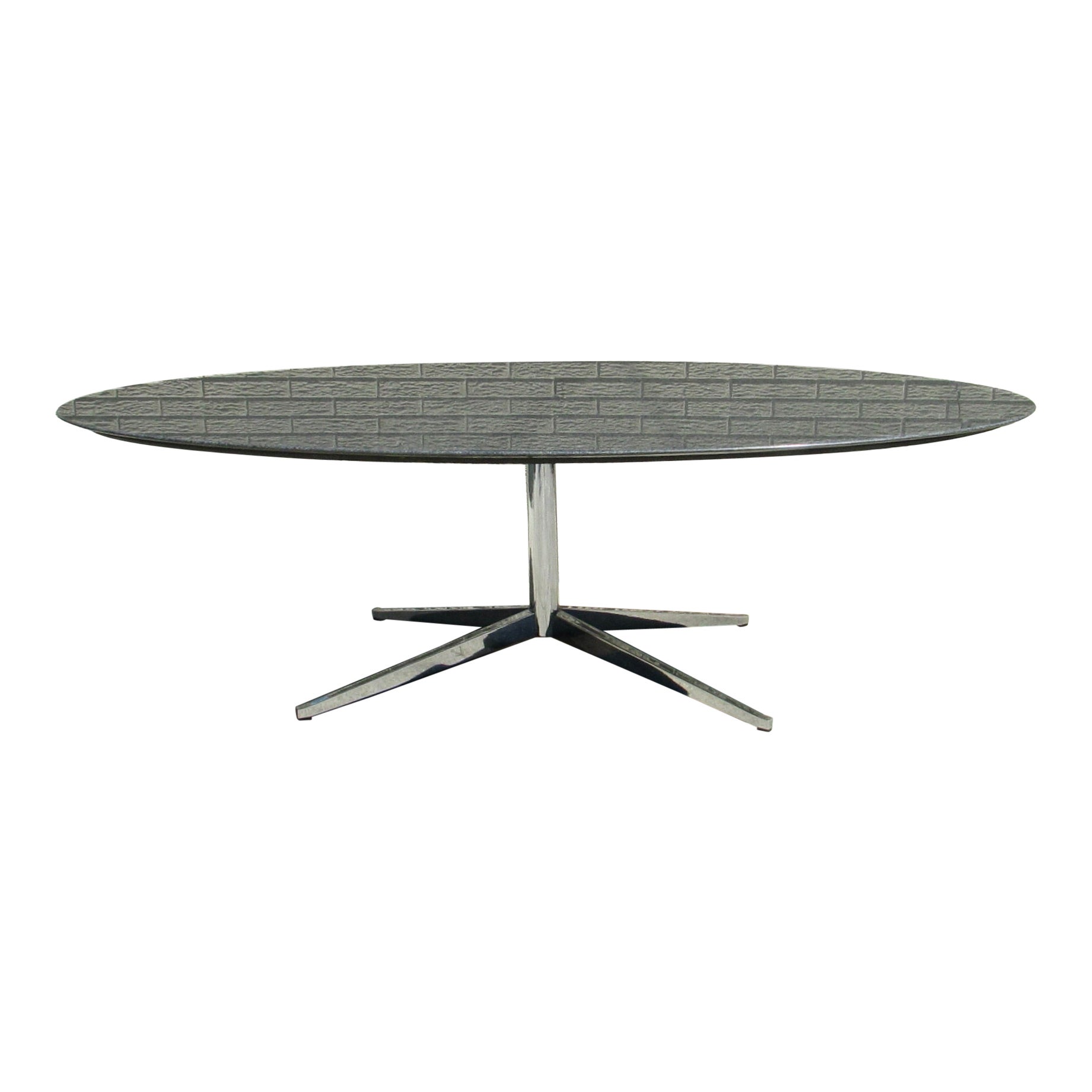 93" Florence Knoll Tisch mit dunkler Granitplatte und Chromfuß im Angebot