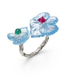 9.3 Gram Ring Natural Unheated Tween Ruby Emerald Carving Topaz Platinum Gold