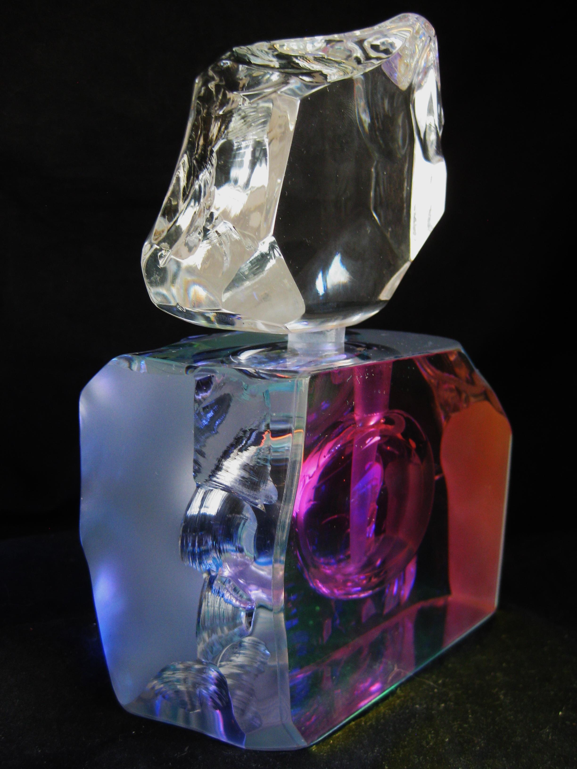 Steven Maslach Studio Dichroic Iridescent Art Glass Perfume Bottle Sculpture 3