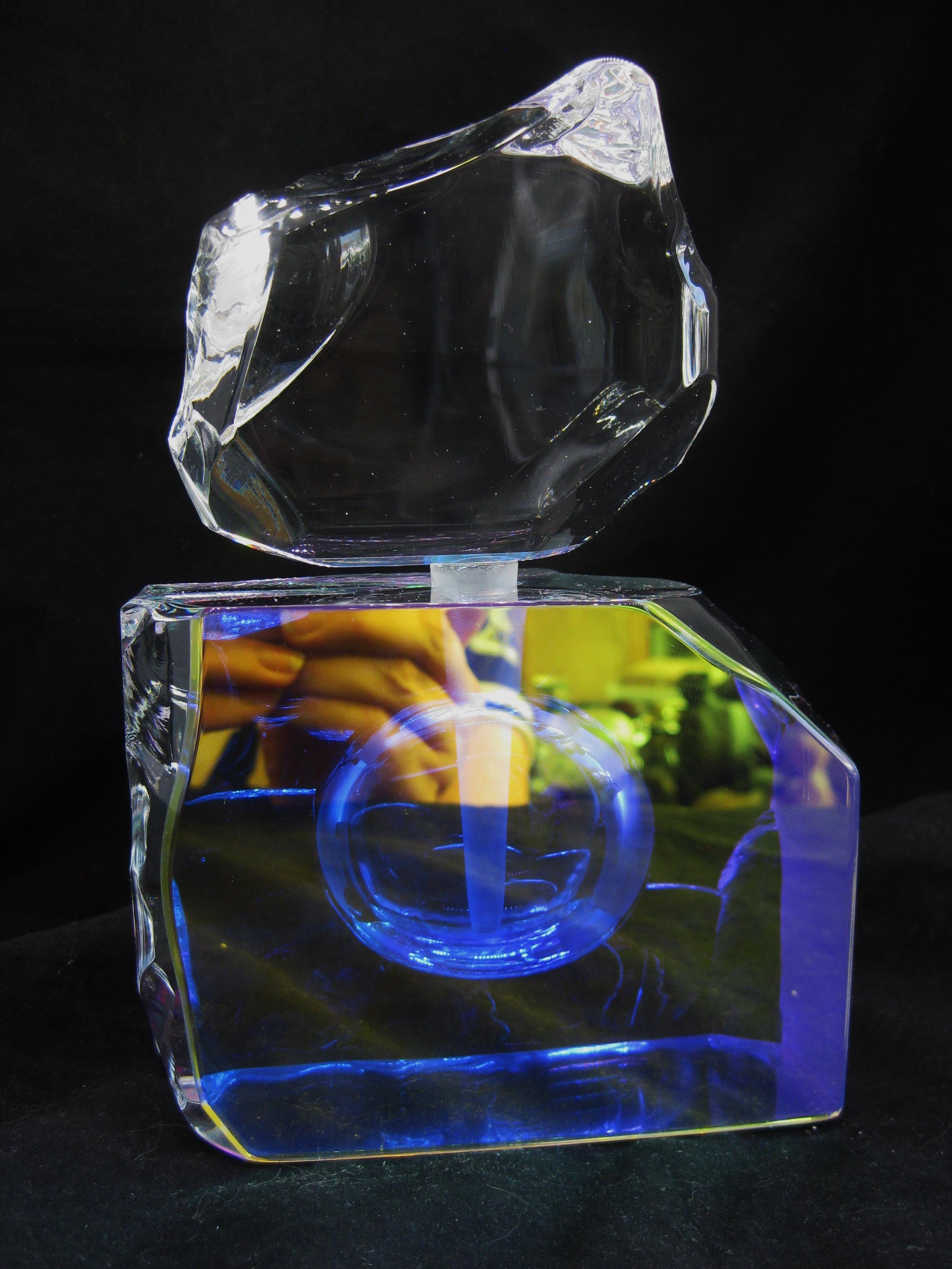 20th Century Steven Maslach Studio Dichroic Iridescent Art Glass Perfume Bottle Sculpture