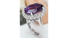 9.30 Carat Amethyst Diamond Ring 14 Karat White Gold