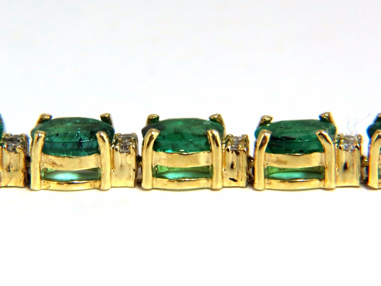 Women's or Men's 9.30 Carat Green Natural Emerald Diamonds Tennis Bracelet 14 karat G/VS