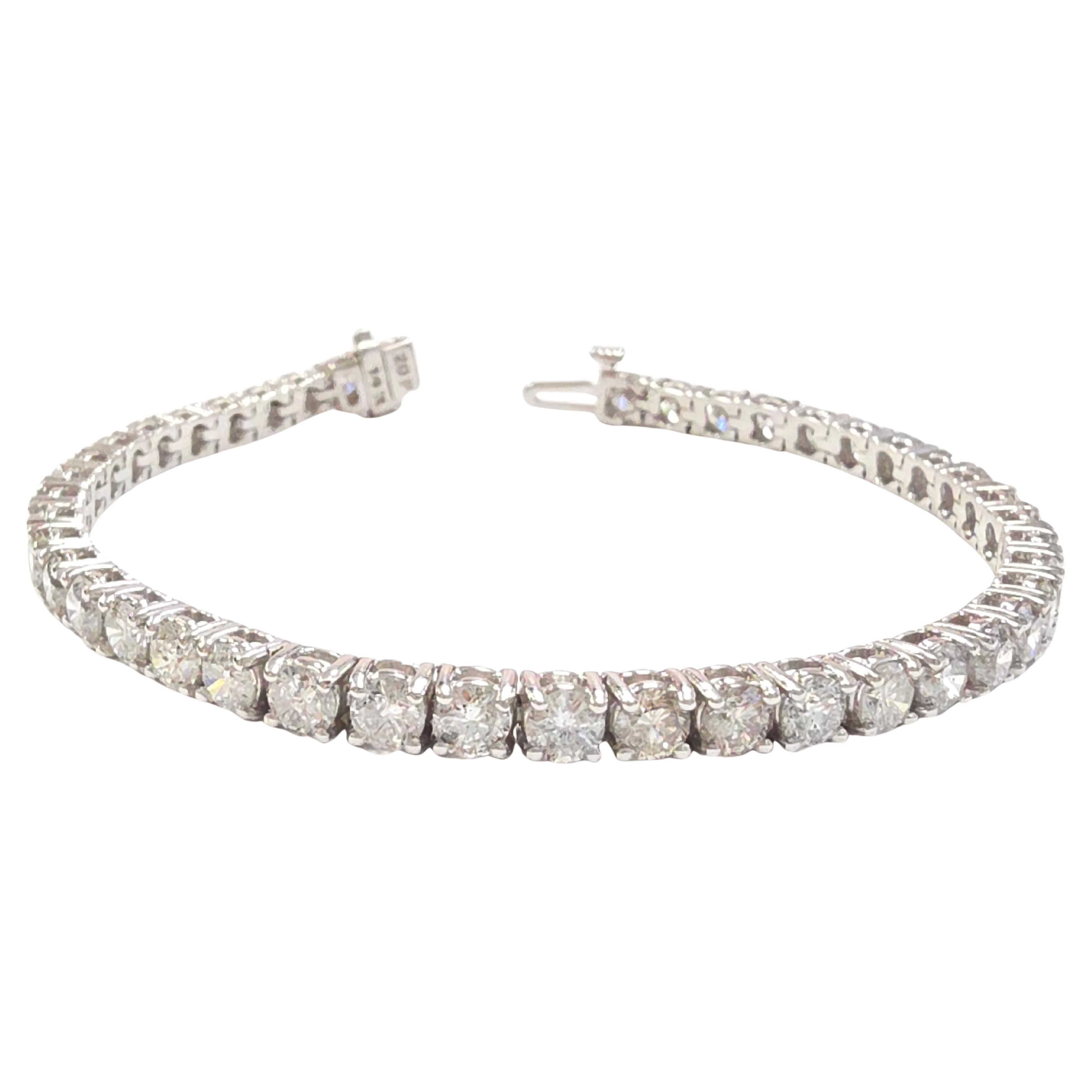 9.30 Carat Natural Diamond Tennis Bracelet 14 Karat White Gold