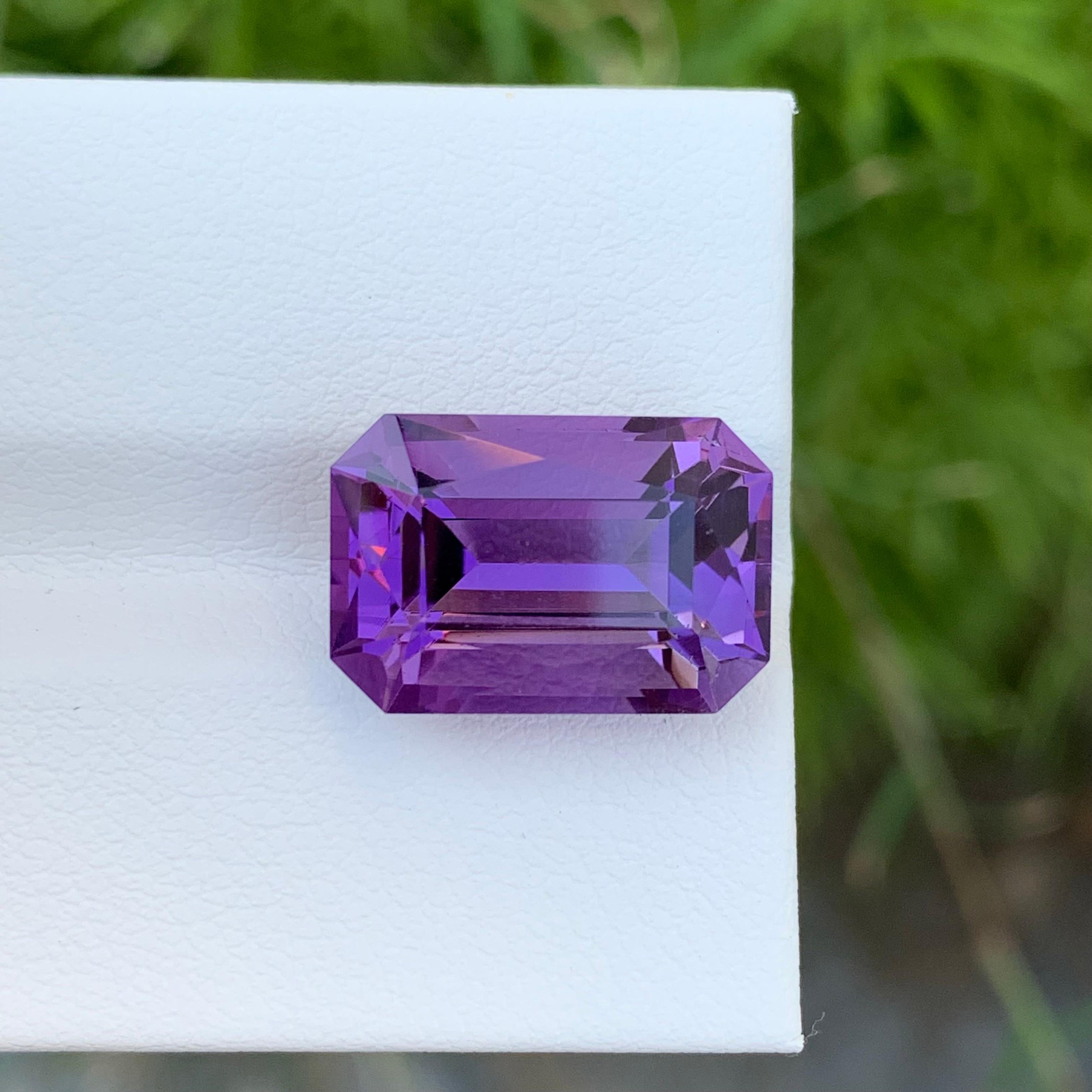 Loose Amethyst
Weight: 9.30 Carats
Dimension: 14.8 x 10 x 8.8 Mm
Colour: Purple
Origin: Brazil
Treatment: Non
Certificate: On Demand
Shape: Emerald 
Amethyst, a stunning variety of quartz known for its mesmerizing purple hue, has captivated humans
