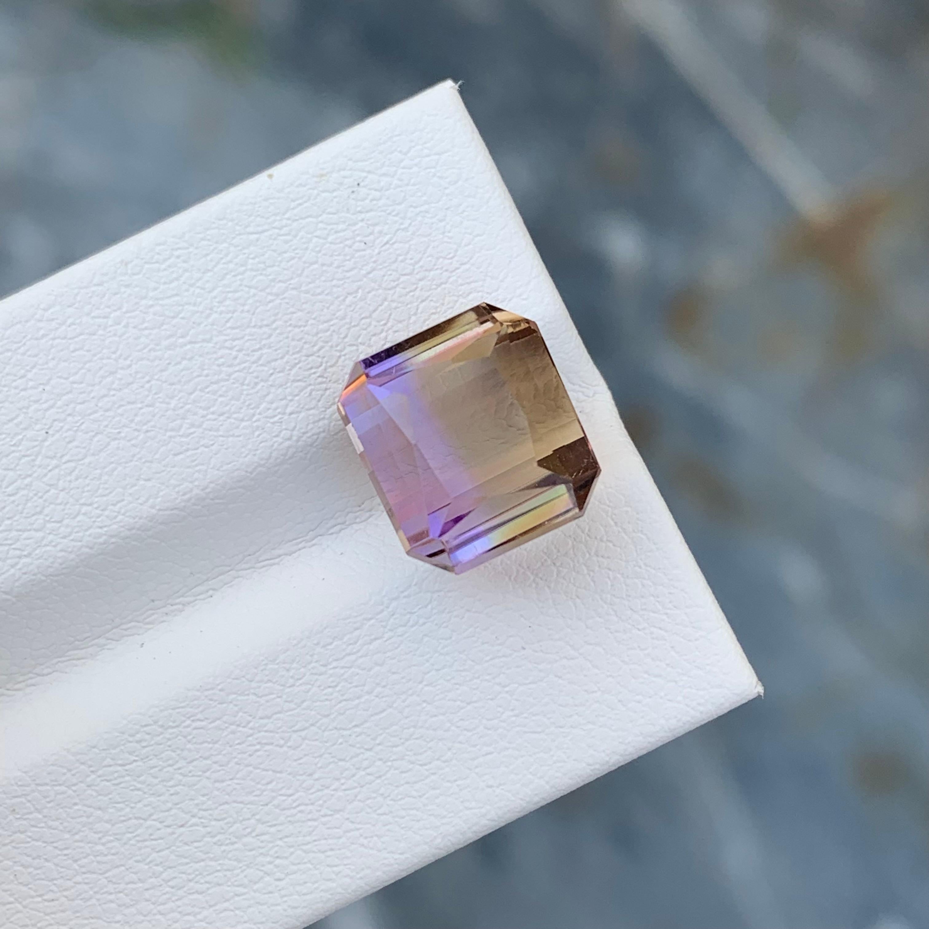 Faceted Ametrine
Weight: 9.30 Carats
Dimension; 11.3 x 10.2 x 9.3 Mm
Origin: Brazil
Color: Purple & Yellow
Shape: Octagon 
Treatment: Non
Certficate: On Demand
.
Ametrine is a unique and captivating gemstone that displays a harmonious blend of two