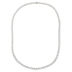 Bespoke 10 Carat Round Brilliant Cut Diamonds White Gold Tennis Necklace