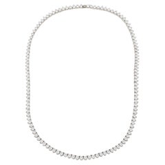 Bespoke 9.30 Carat Round Brilliant Cut Diamonds White Gold Tennis Necklace