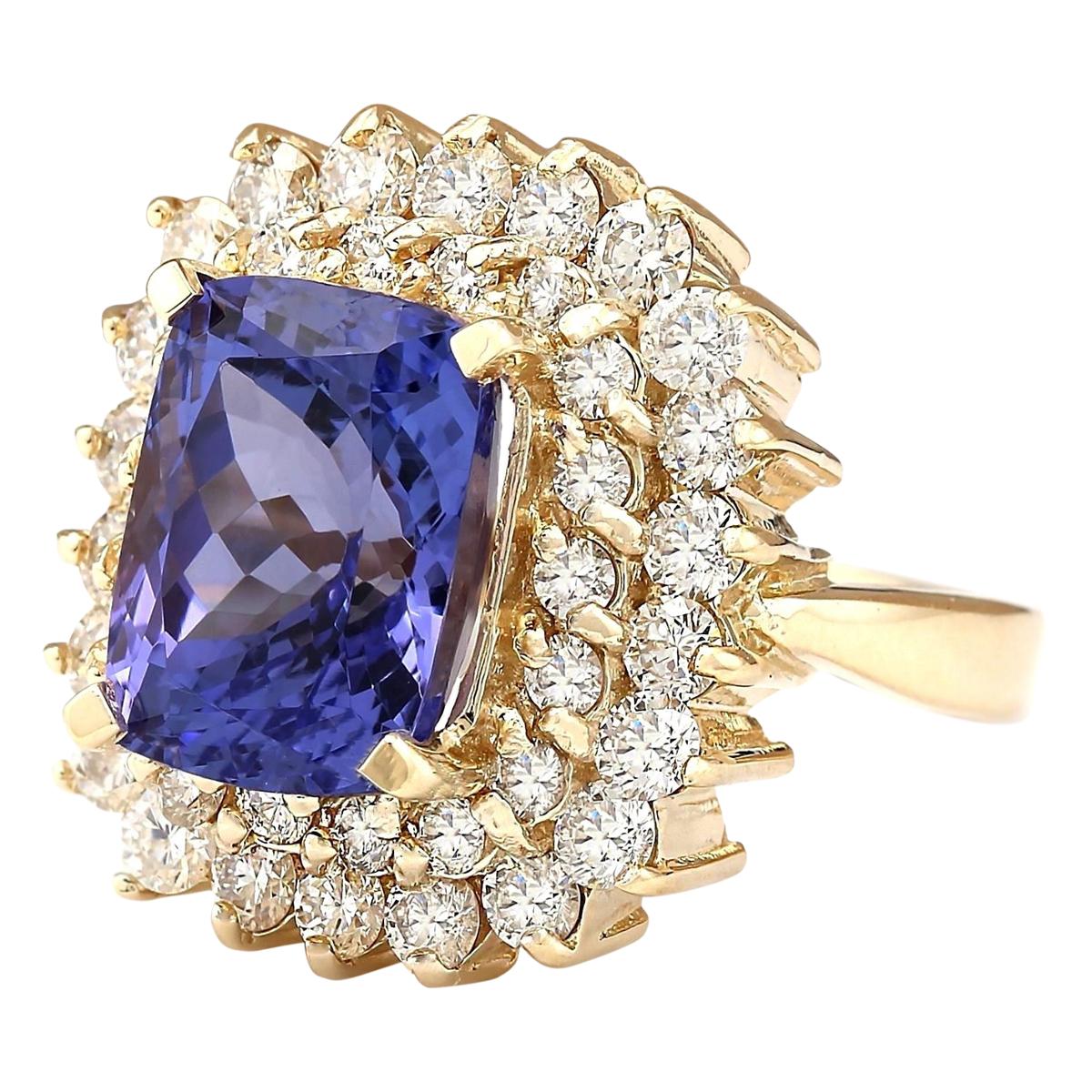 Step into a world of unparalleled elegance with our mesmerizing 9.30 Carat Tanzanite Diamond Ring, meticulously crafted in luxurious 14 Karat Yellow Gold. From its distinguished 14K stamp affirming its authenticity to its substantial ring weight of