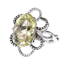 9.30 Carat Yellow Aquamarine and Diamond Cocktail Ring