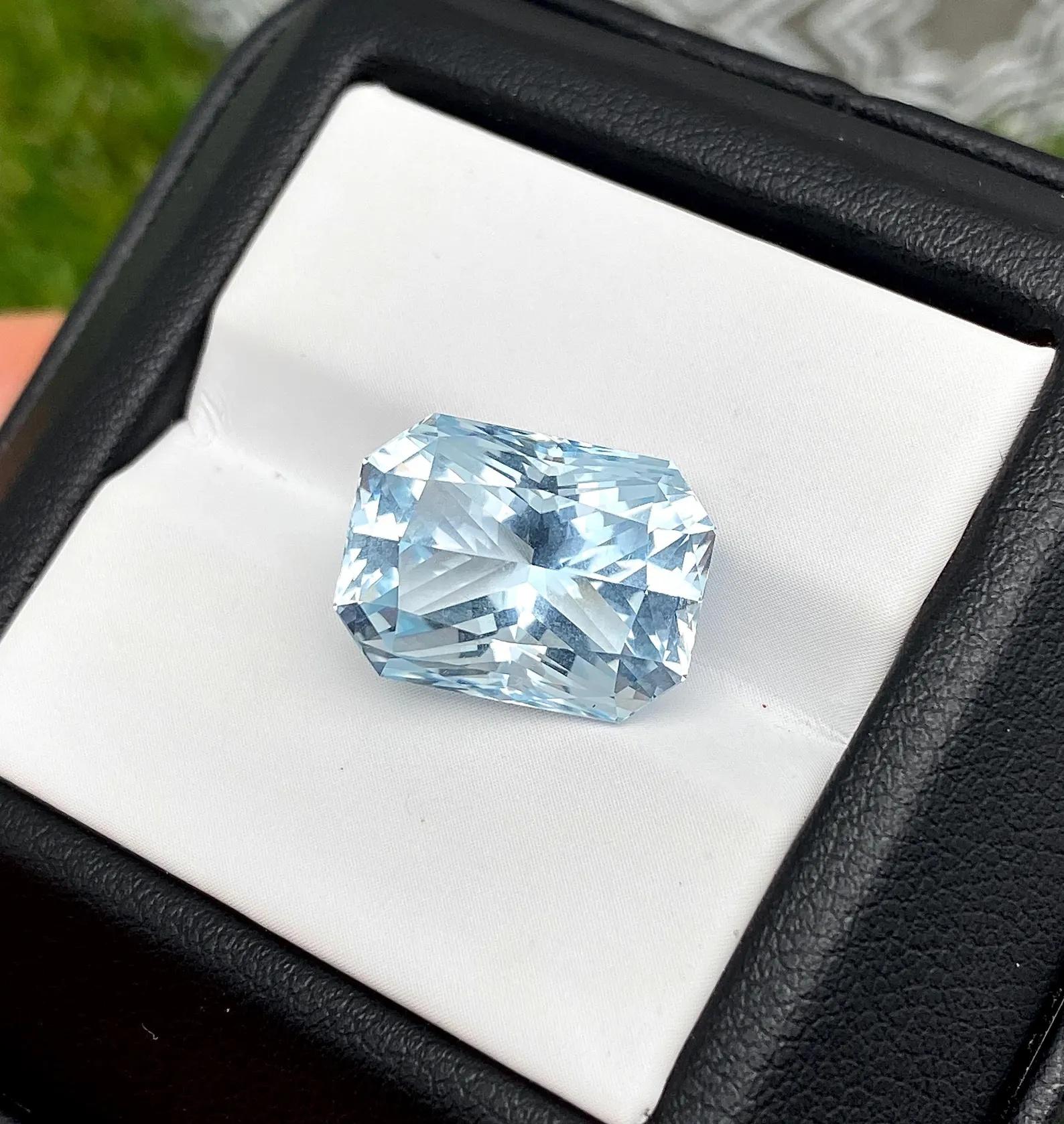 9,30Ct Acquamarina naturale, taglio radiante, 14,3x10,7x9,3mm, Madagascar in vendita 5