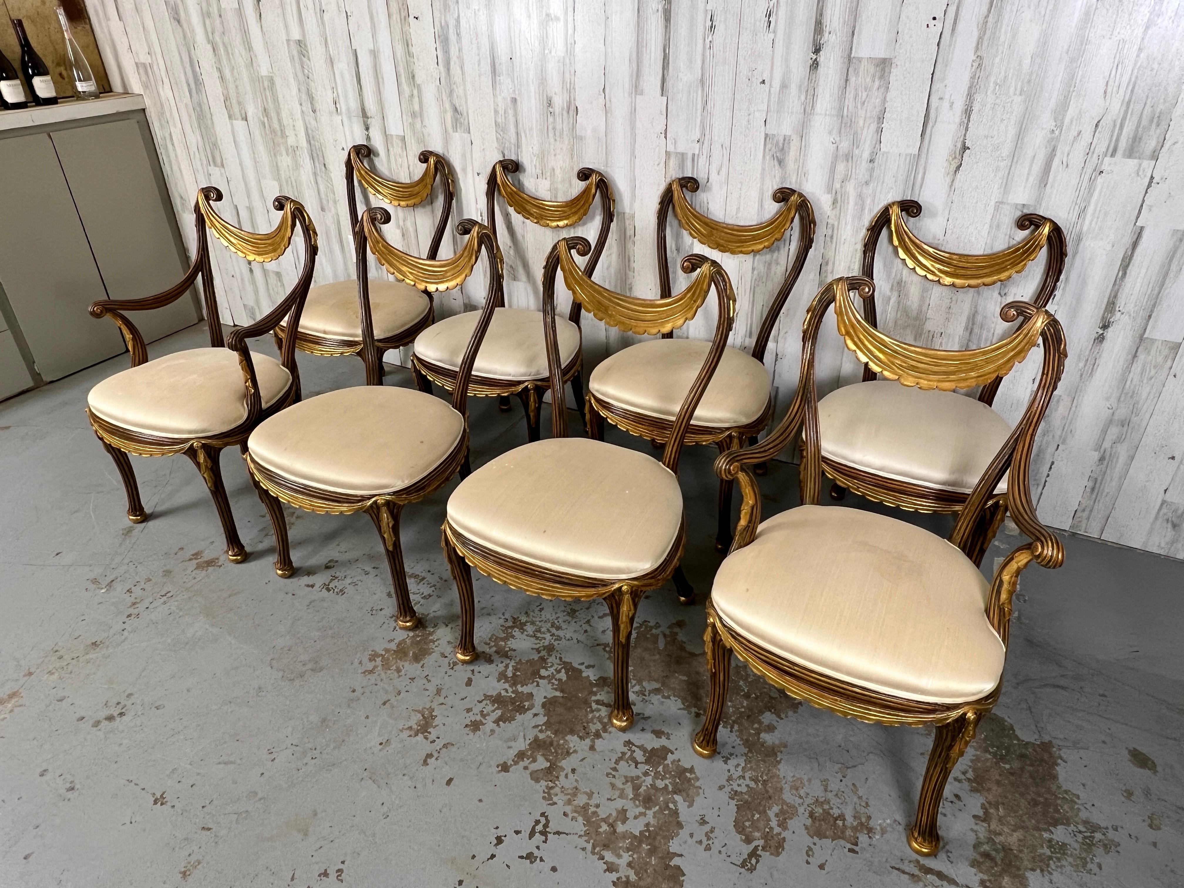 1930s Italian Partial Gilt Dining Chairs For Sale 3