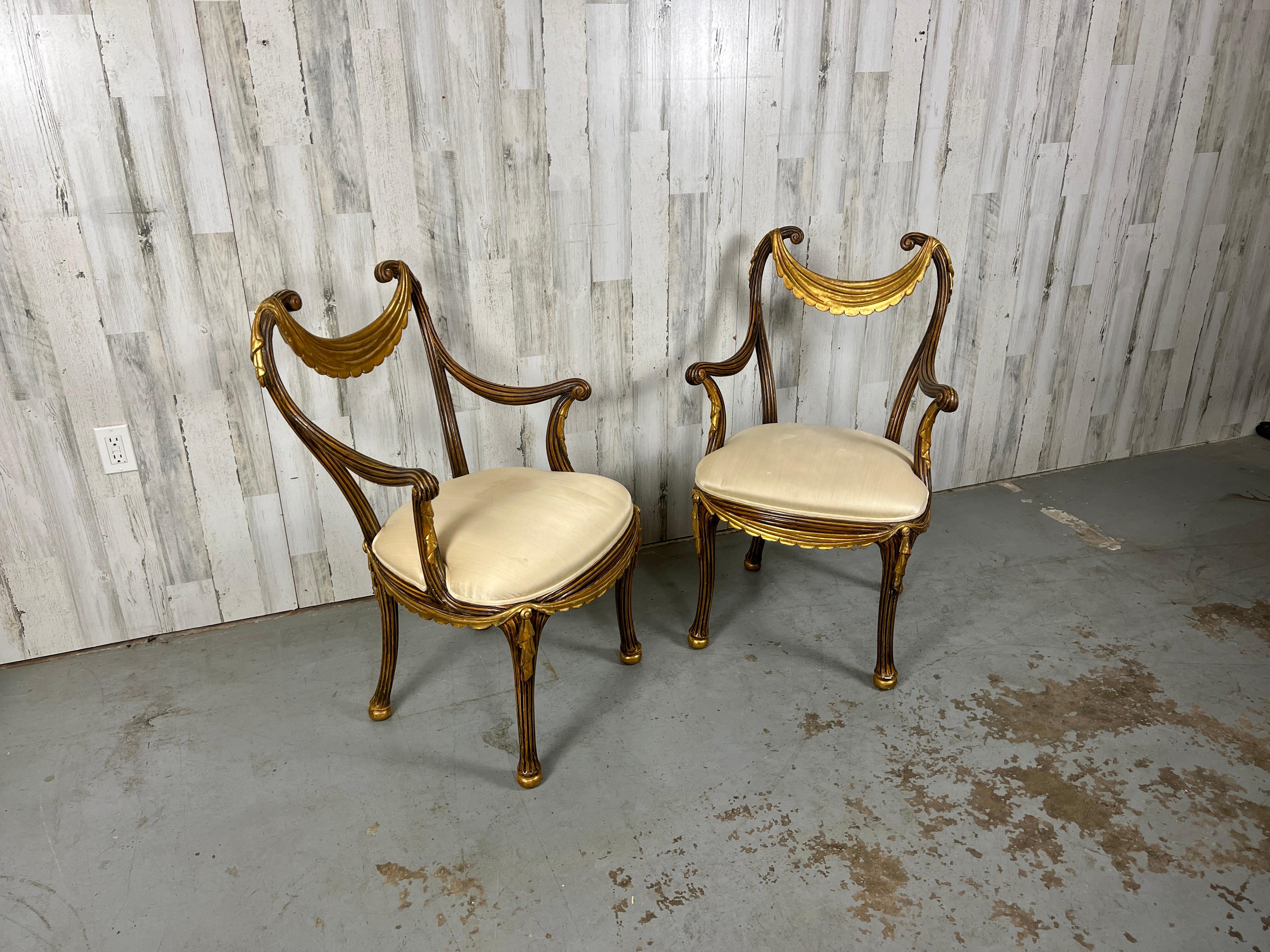 1930s Italian Partial Gilt Dining Chairs For Sale 4