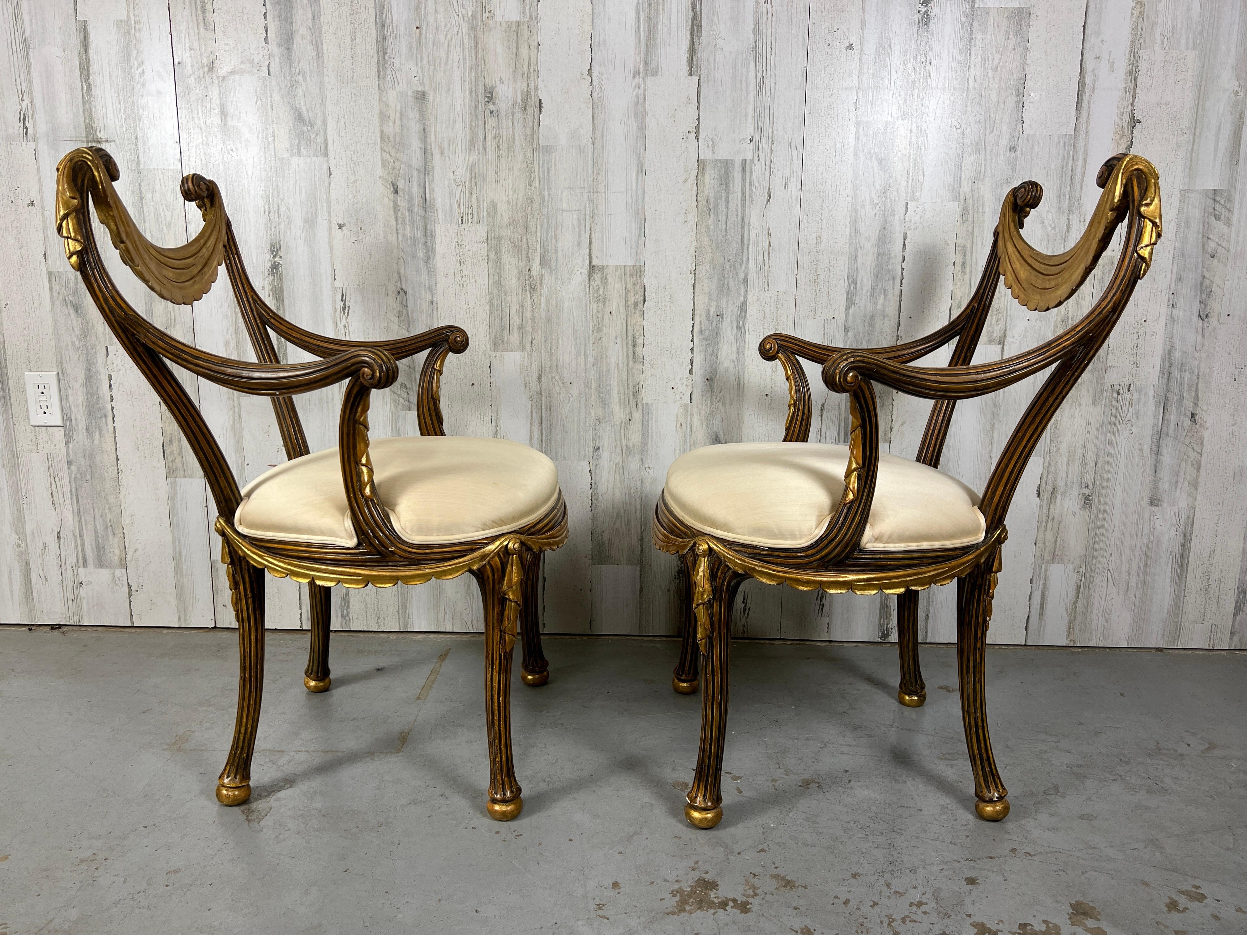 1930s Italian Partial Gilt Dining Chairs For Sale 5