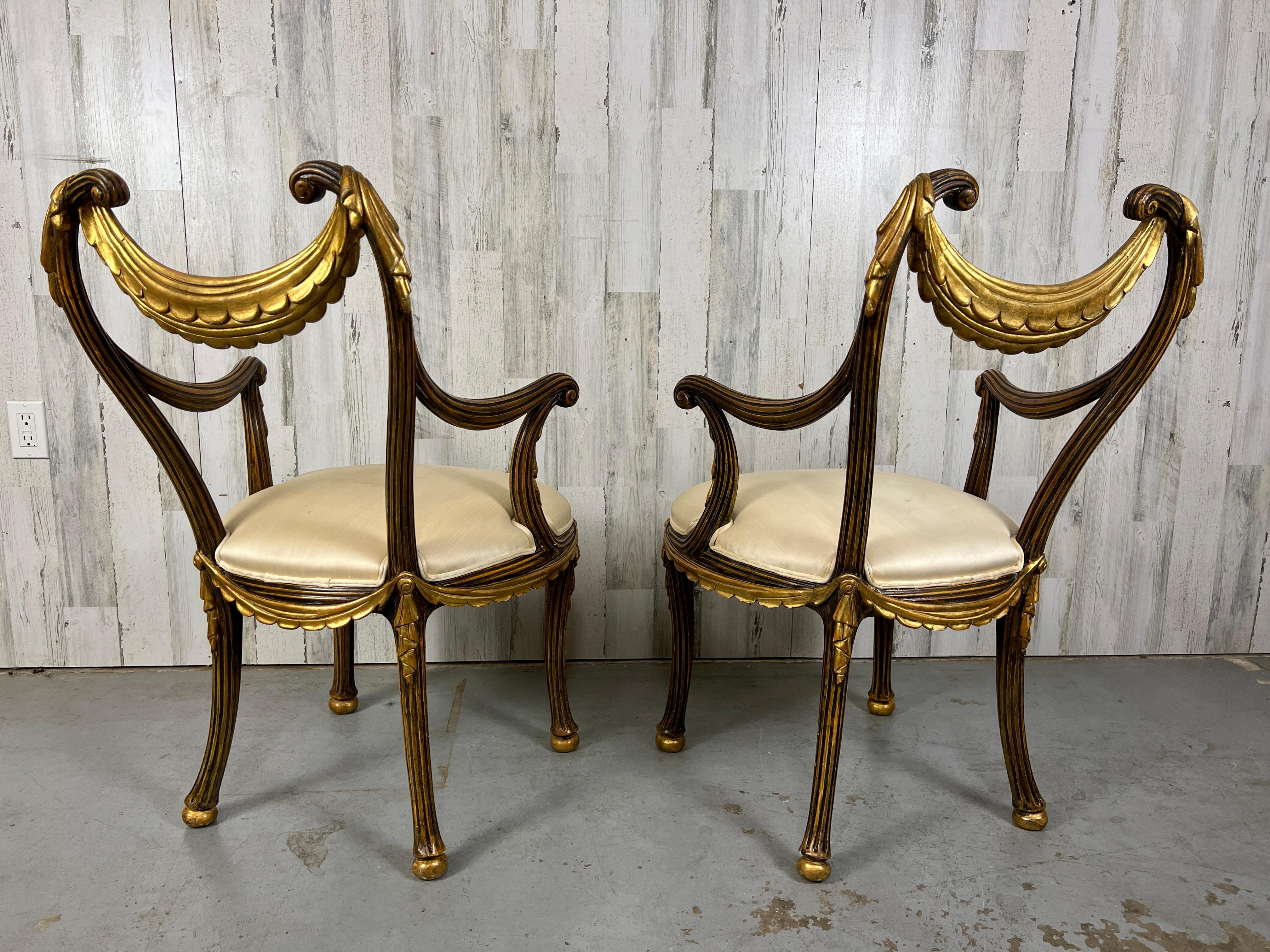 1930s Italian Partial Gilt Dining Chairs For Sale 6