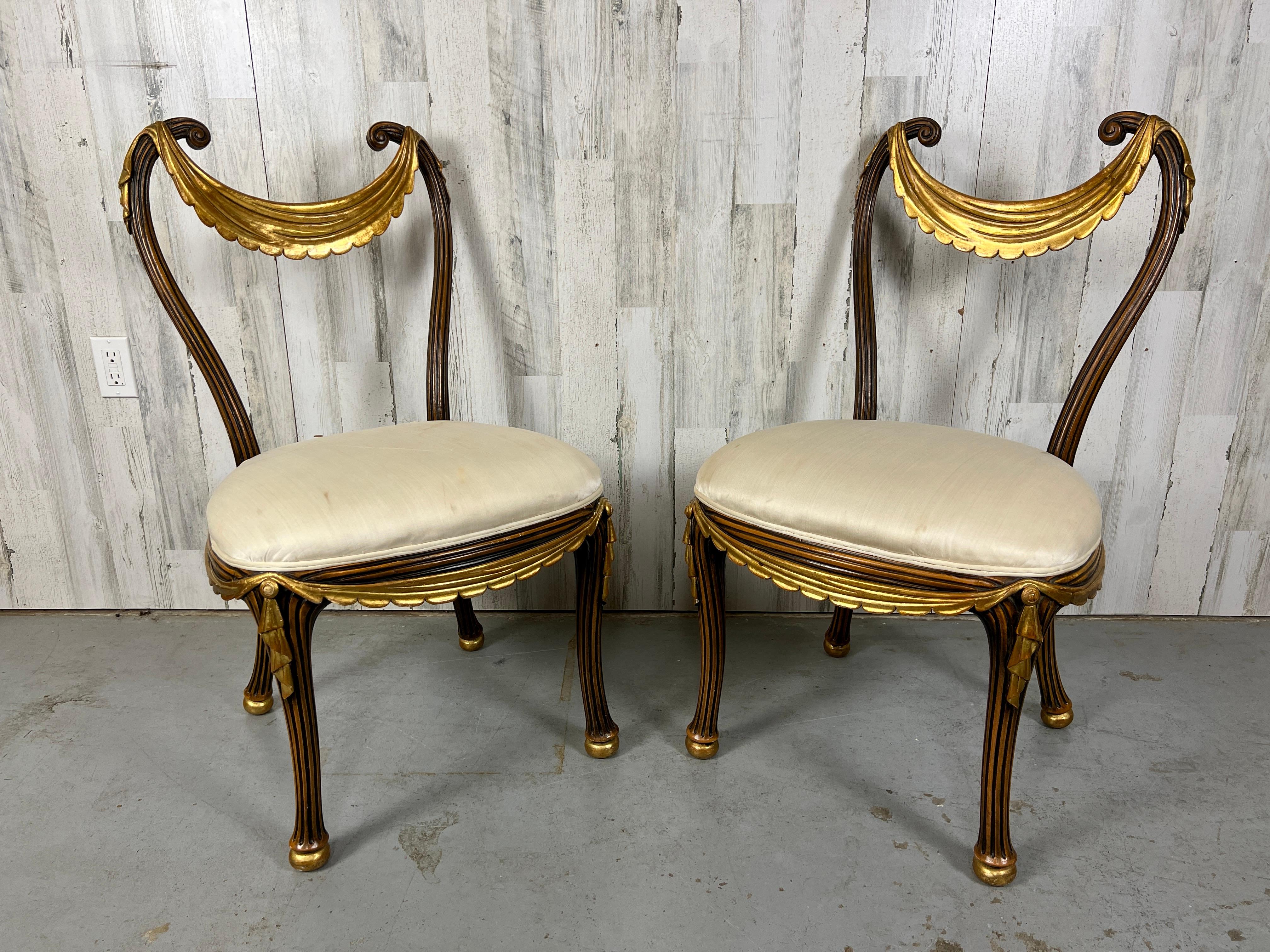 1930s Italian Partial Gilt Dining Chairs For Sale 7