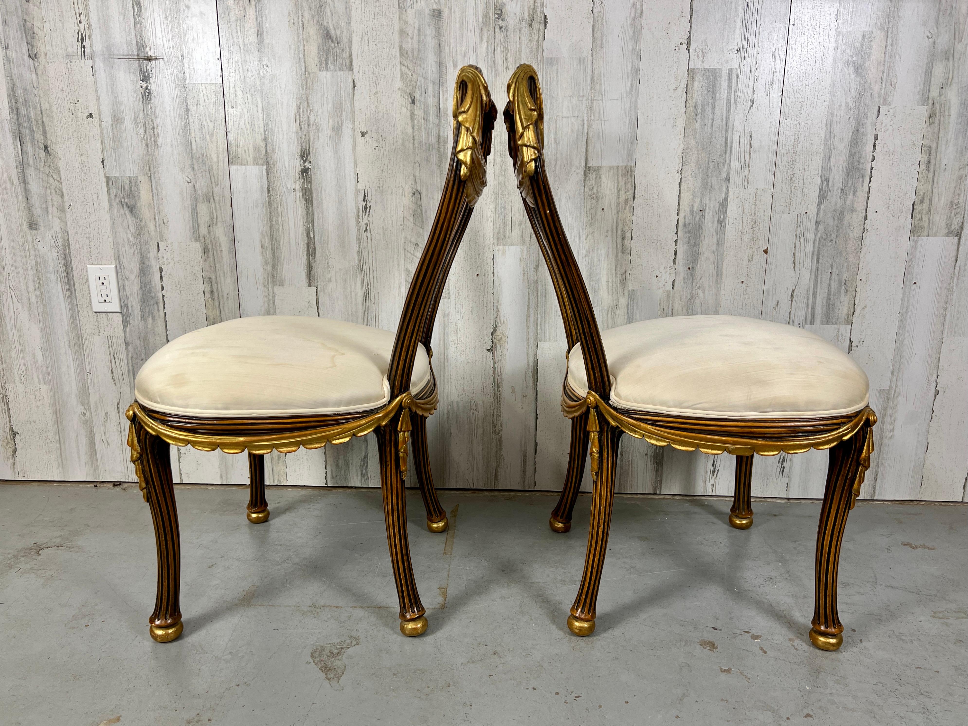 1930s Italian Partial Gilt Dining Chairs For Sale 8