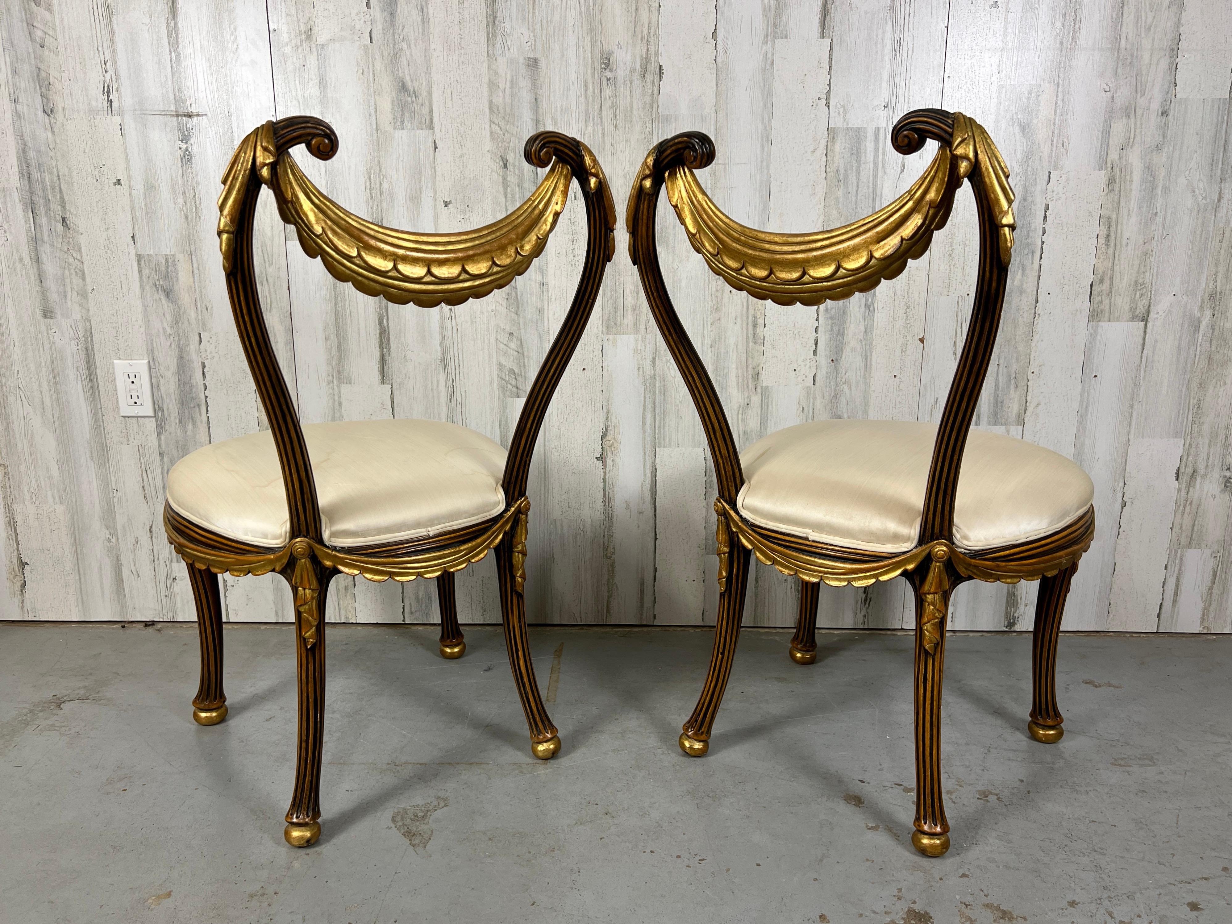 1930s Italian Partial Gilt Dining Chairs For Sale 9
