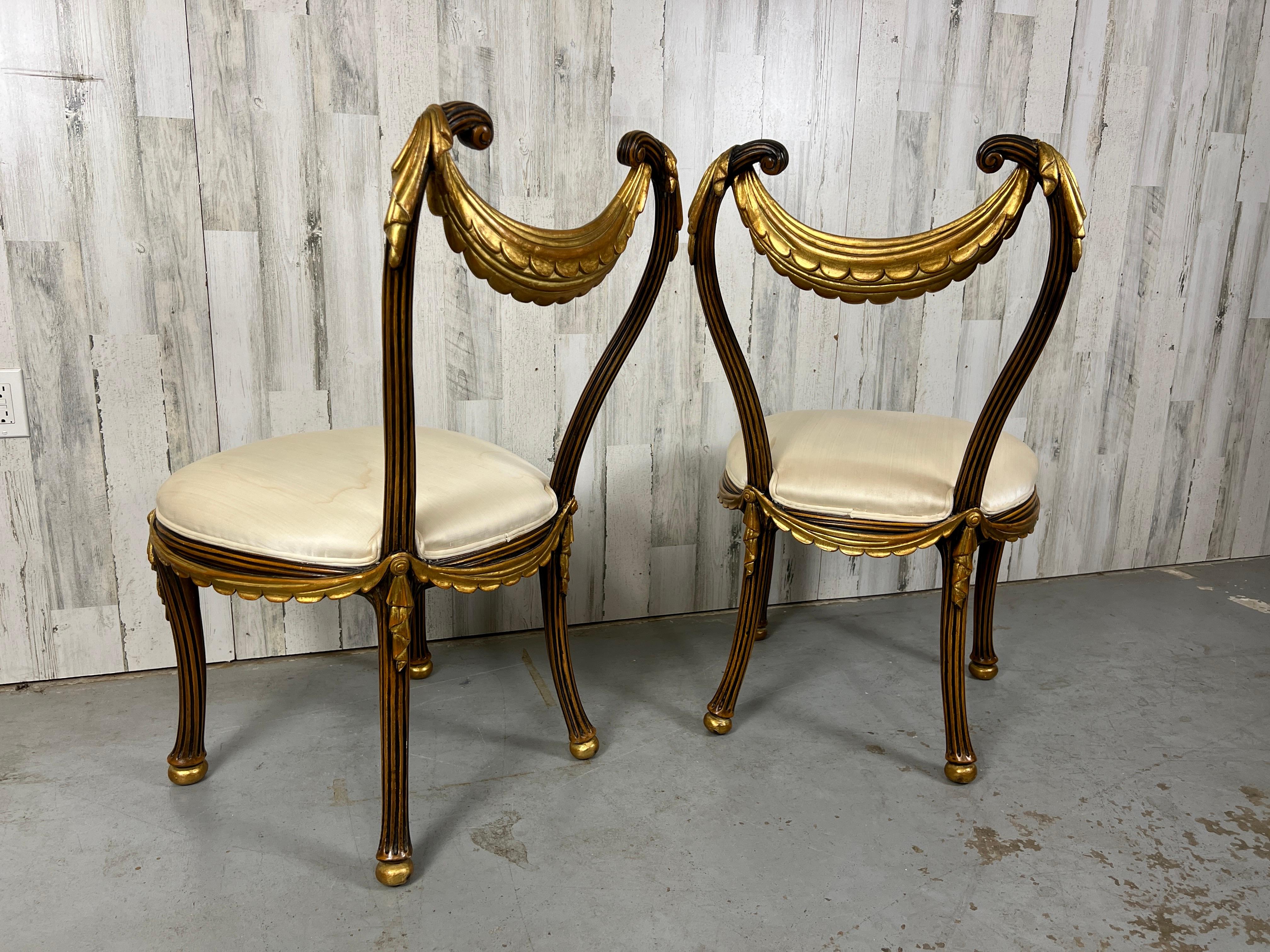 1930s Italian Partial Gilt Dining Chairs For Sale 10