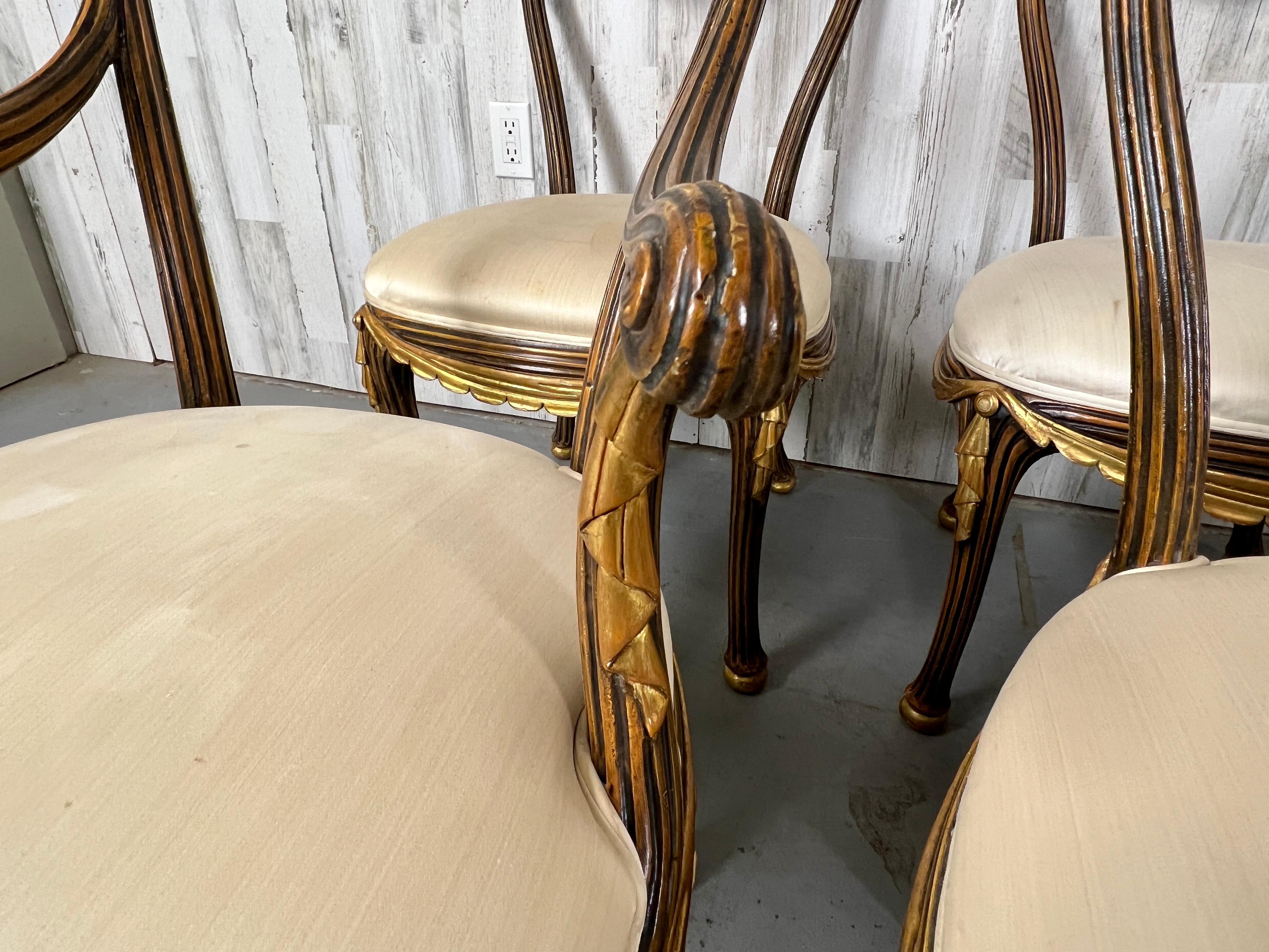 1930s Italian Partial Gilt Dining Chairs For Sale 11